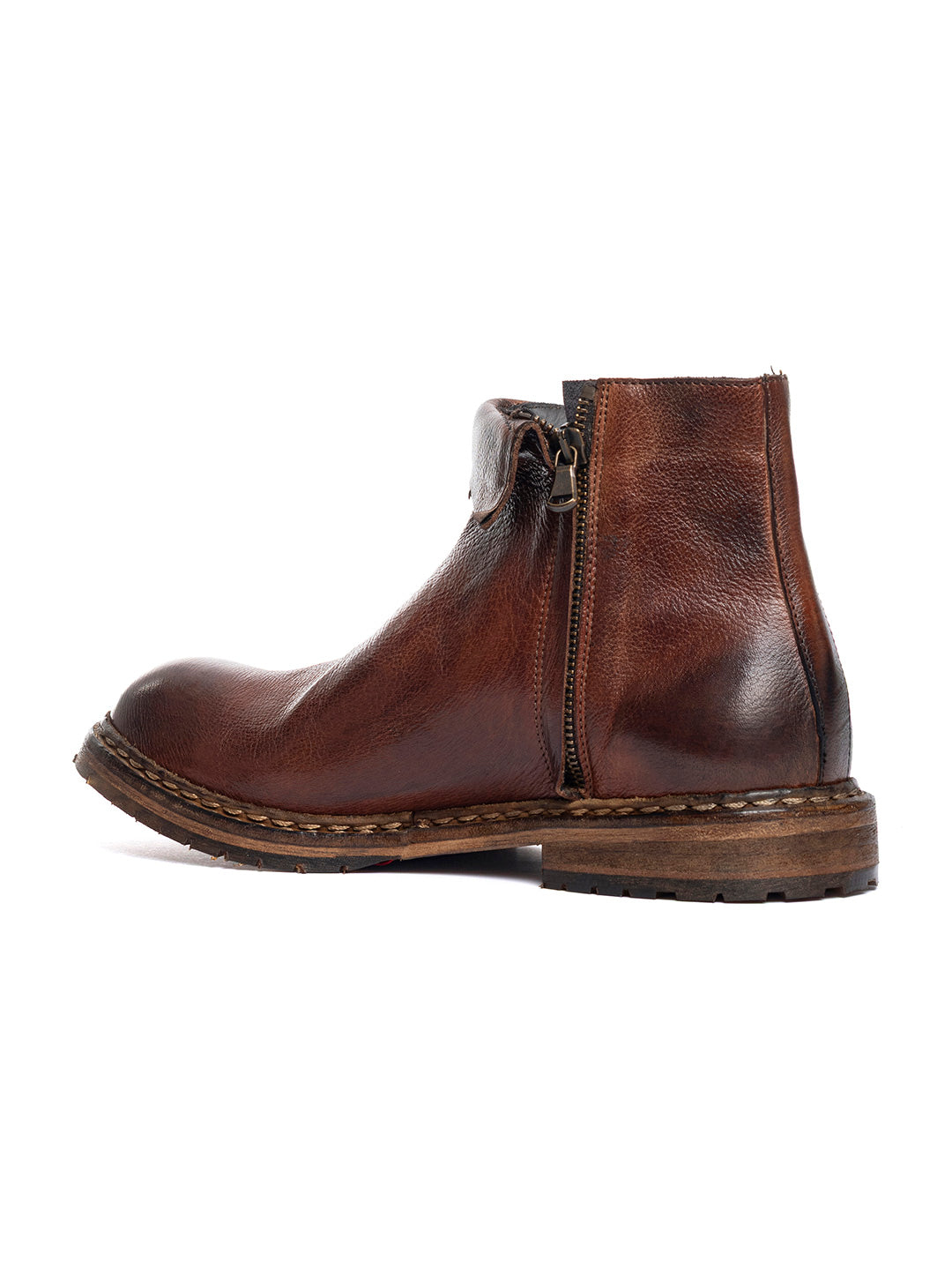 Stivaletti con zip laterale in bufalo 36526/290 - Cuoio