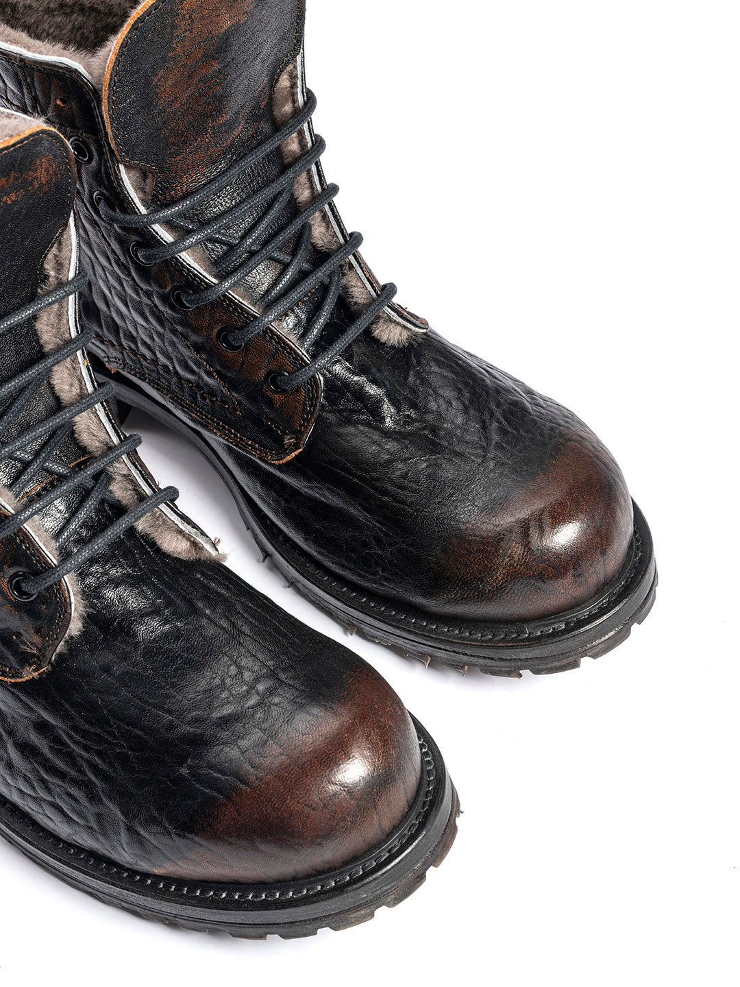 Stivaletti stringati in montone con fodera in pelliccia 36527/4 - Whisky