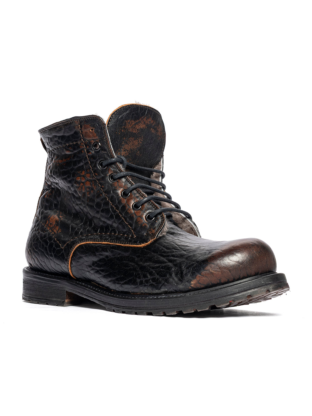 Stivaletti stringati in montone con fodera in pelliccia 36527/4 - Whisky