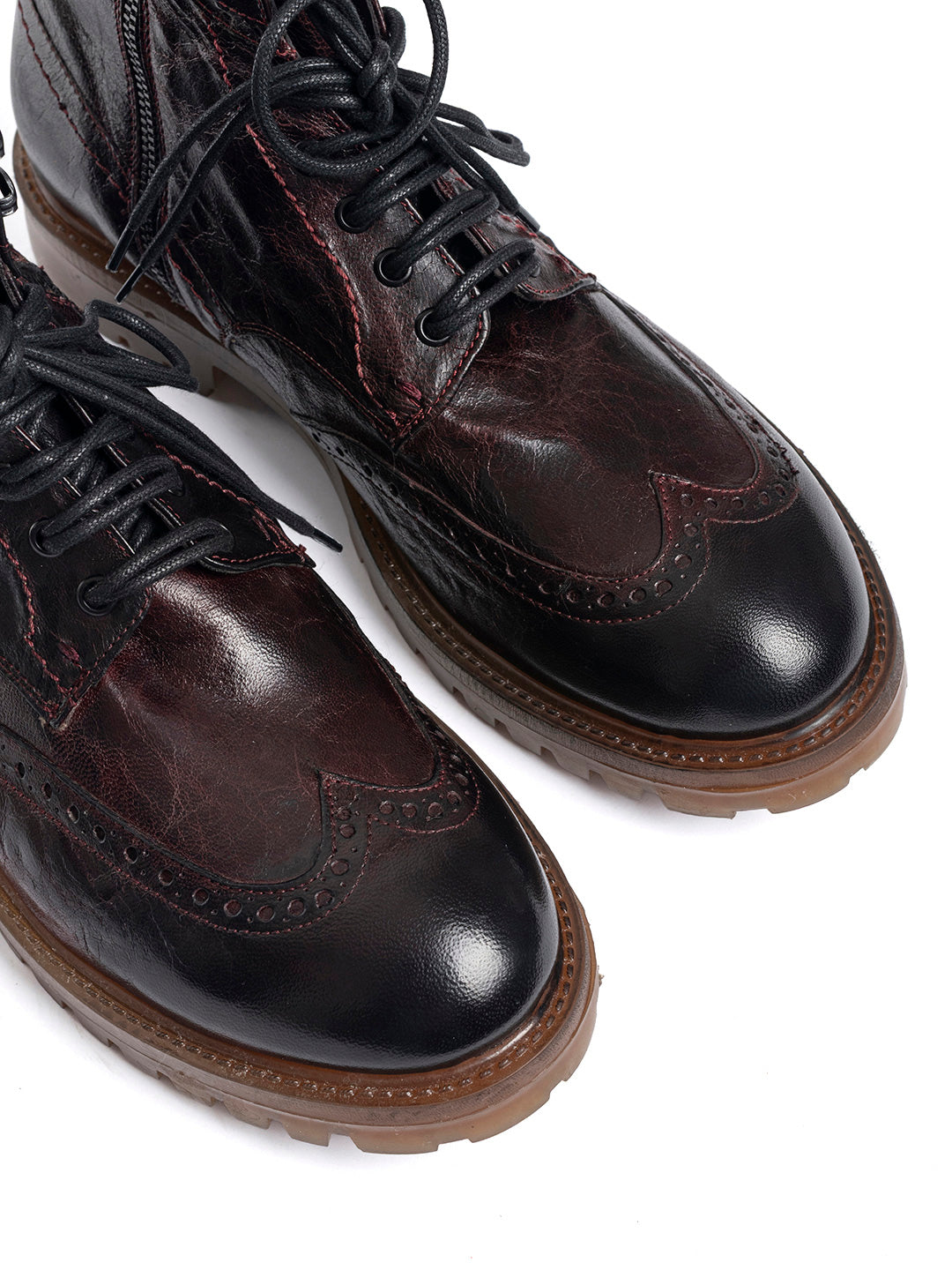 Stivaletti stringati duilio in agnello misto vegetale 37340/40 - Bordeaux