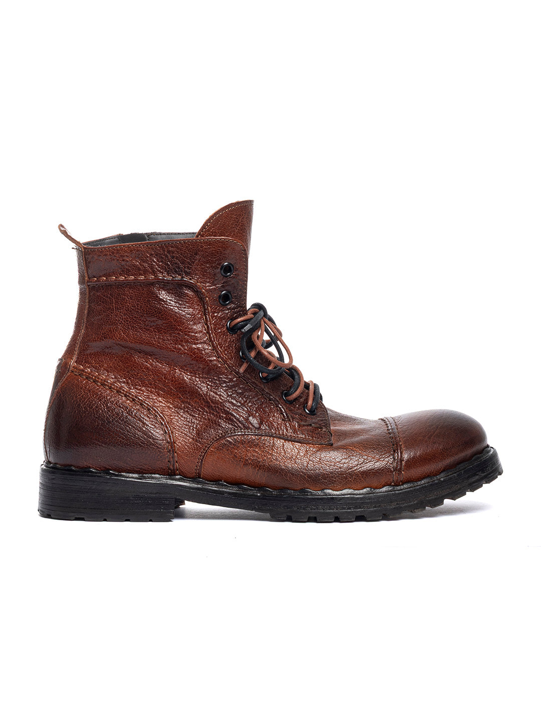 Stivaletti stringati in capra vegetale 37340/65 - Cuoio
