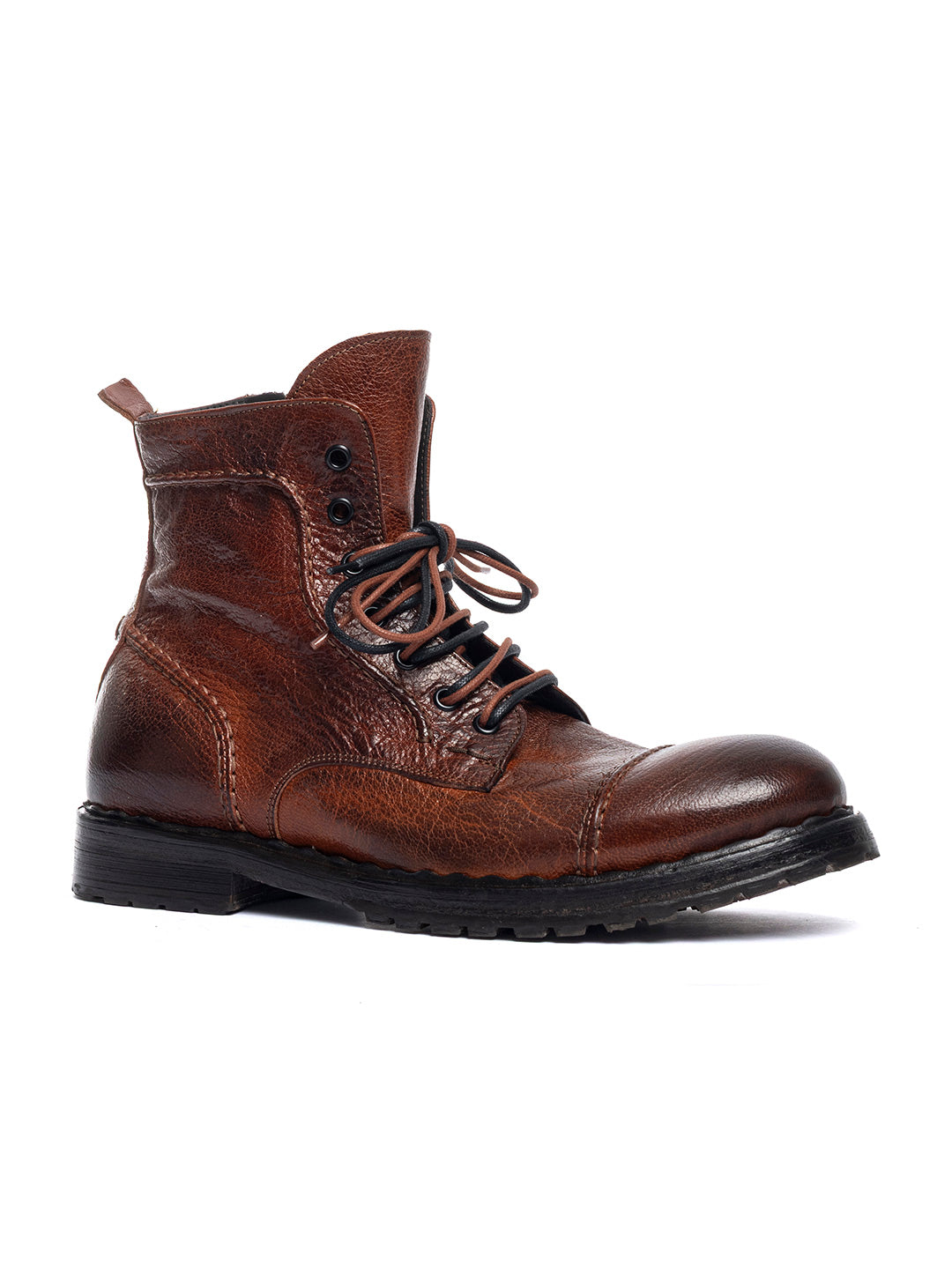 Stivaletti stringati in capra vegetale 37340/65 - Cuoio