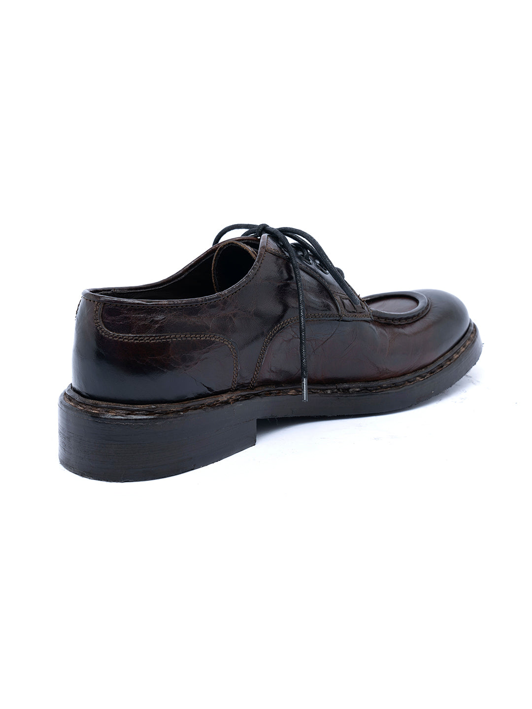 Dunkelcognacfarbener Kalbsleder-Derbyschuh 37340/18