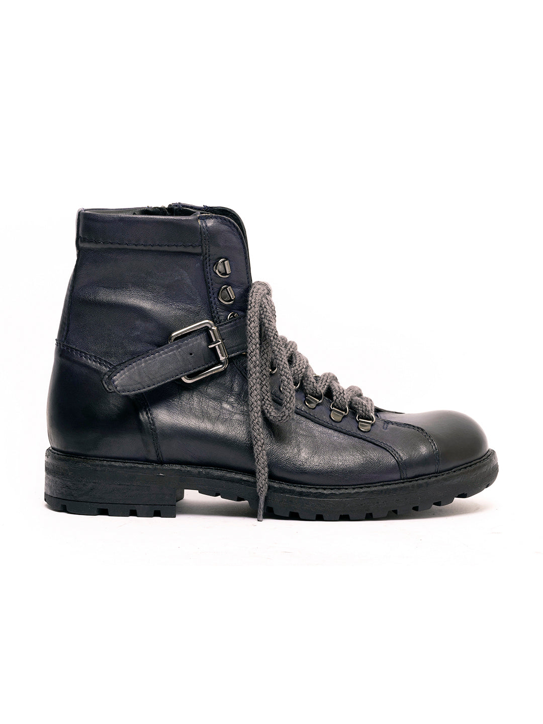 Dark blue lambskin lace-up ankle boots 3830/280