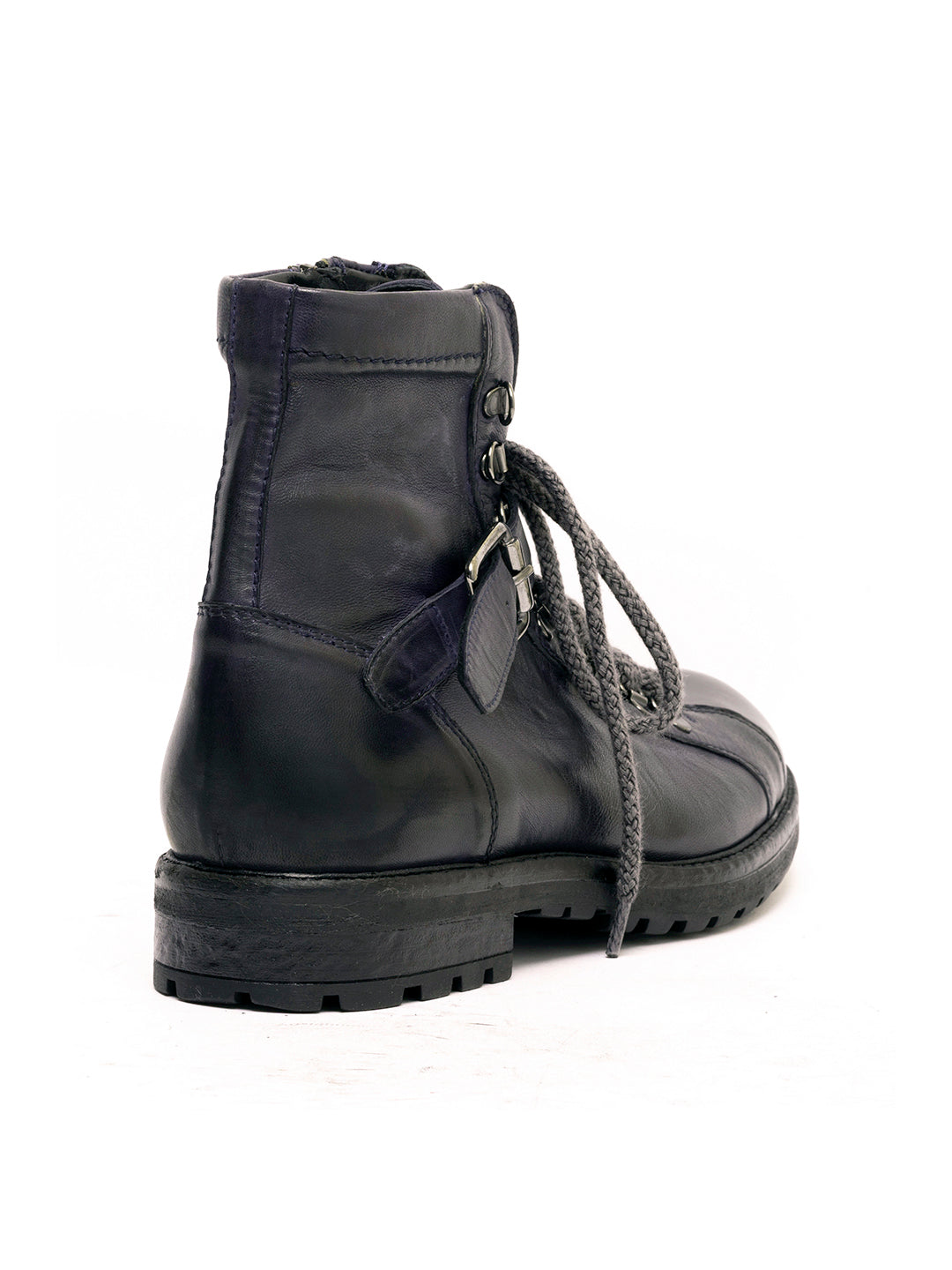 Dark blue lambskin lace-up ankle boots 3830/280