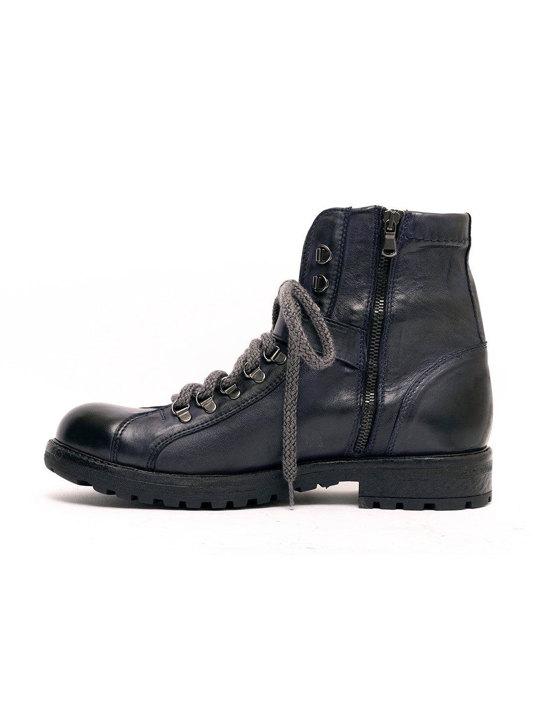 Dark blue lambskin lace-up ankle boots 3830/280