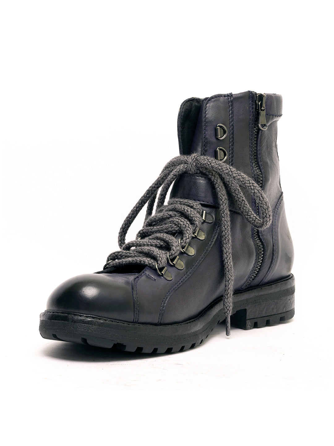 Dark blue lambskin lace-up ankle boots 3830/280