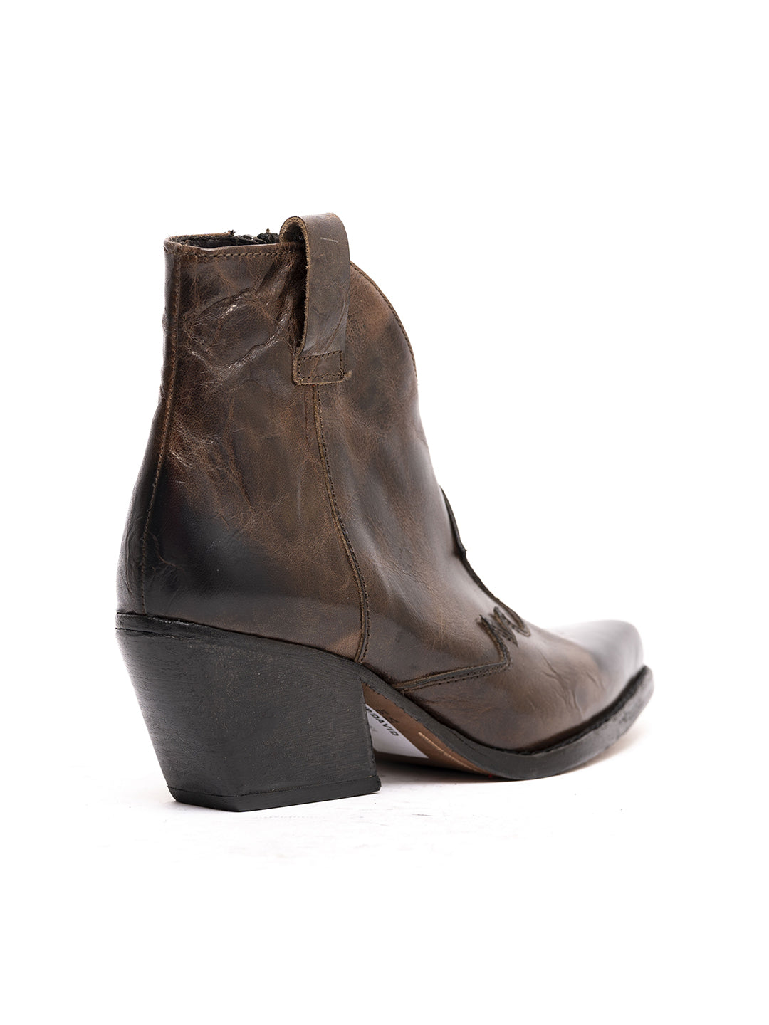 Texanische Stiefeletten aus walnussfarbenem Kalbsleder 8097/1