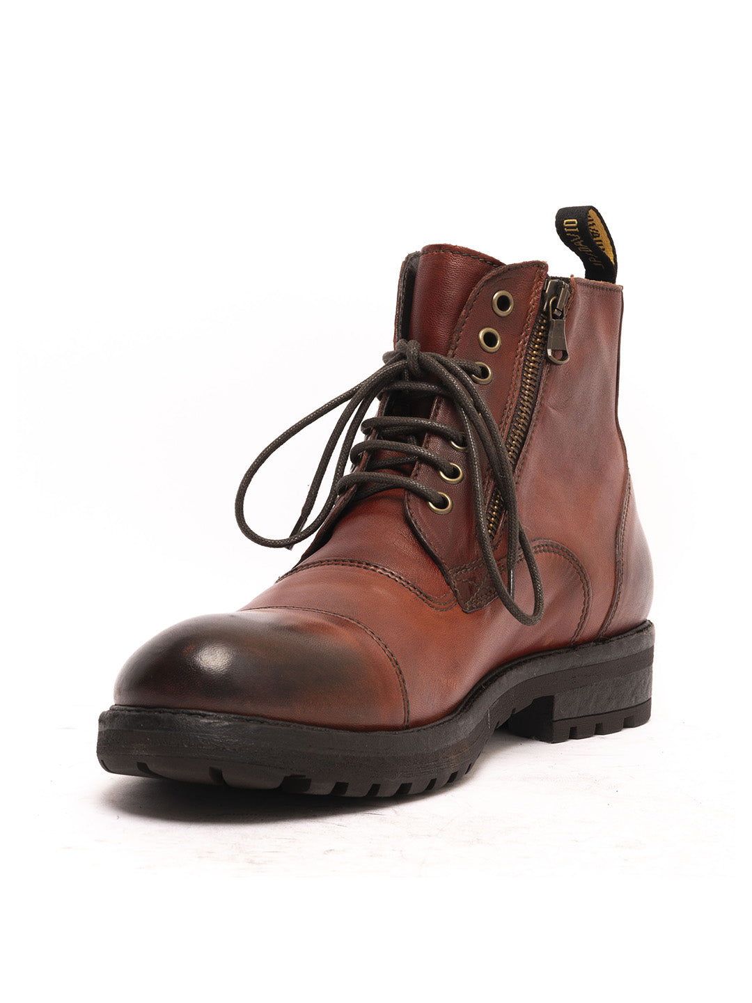 Brick lambskin lace-up ankle boots 3830/6