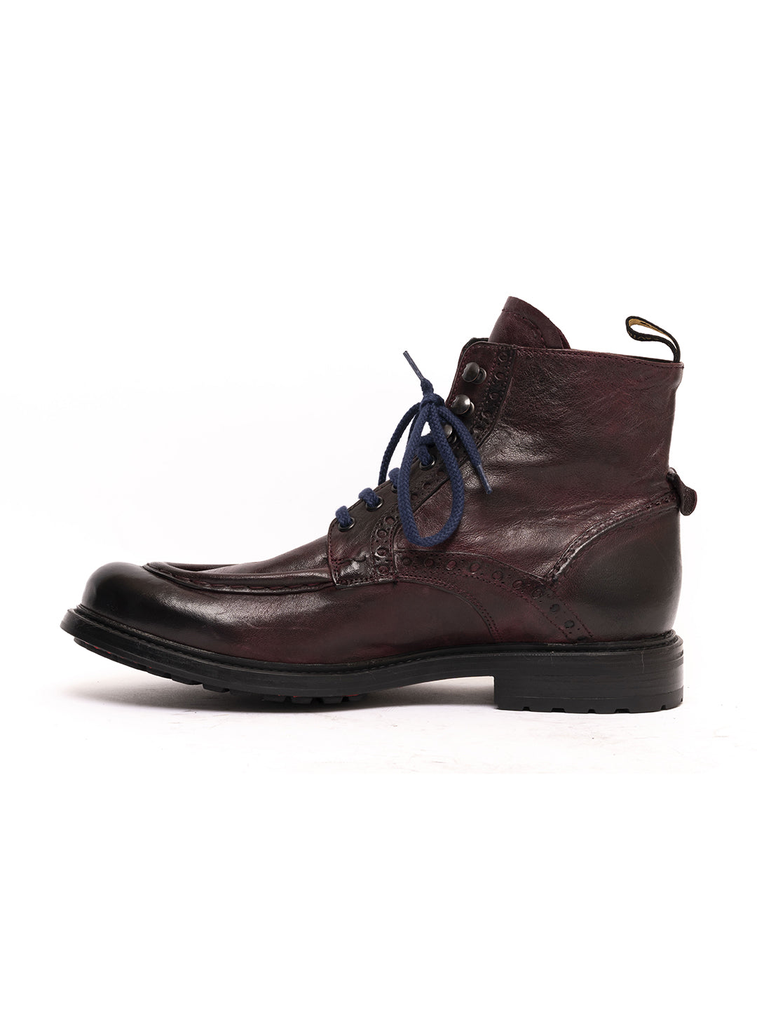 Duilio lace-up ankle boots in Madrid burgundy lambskin/5