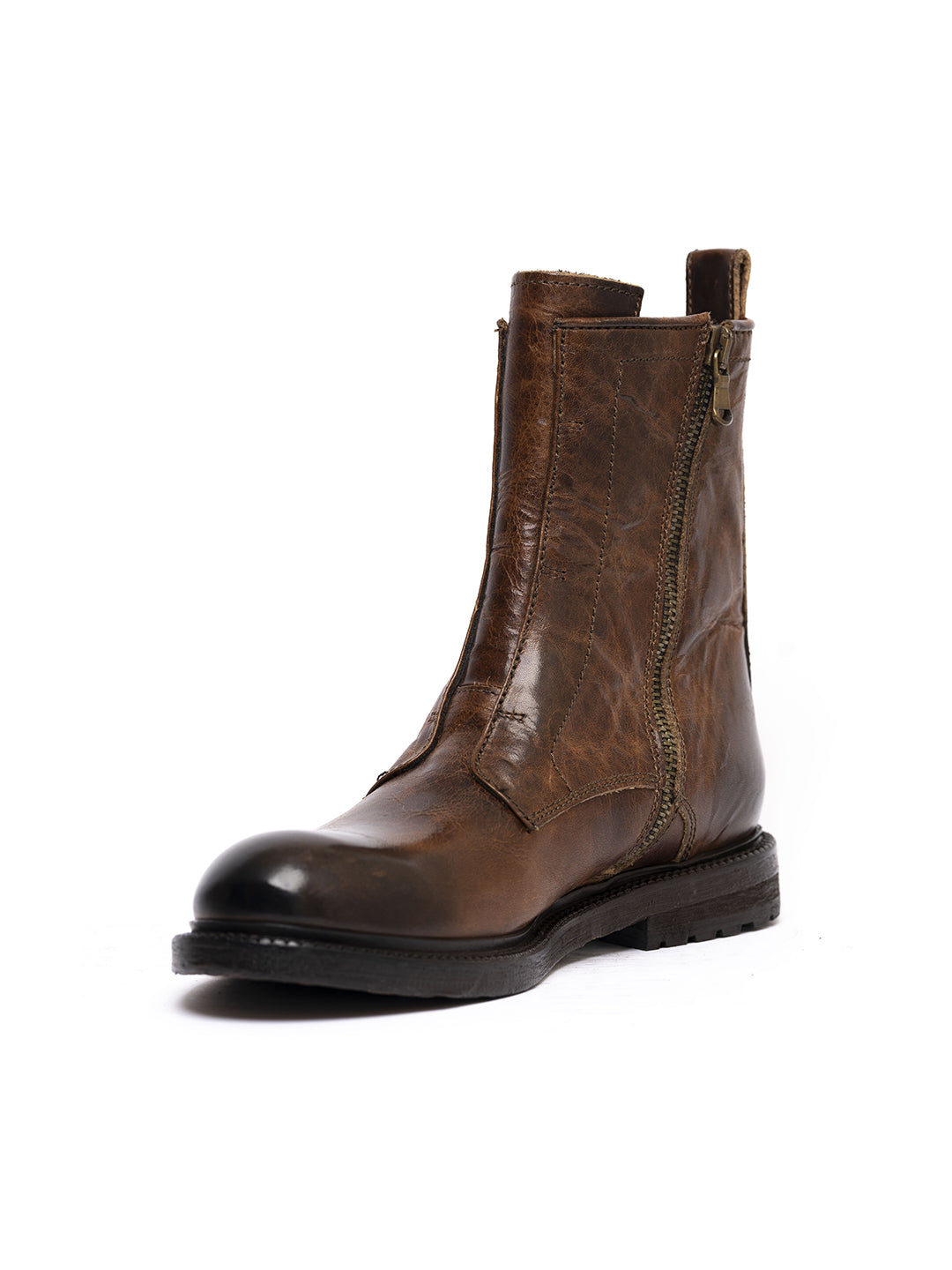 Tronchetti in vitello cognac con zip 35773/100