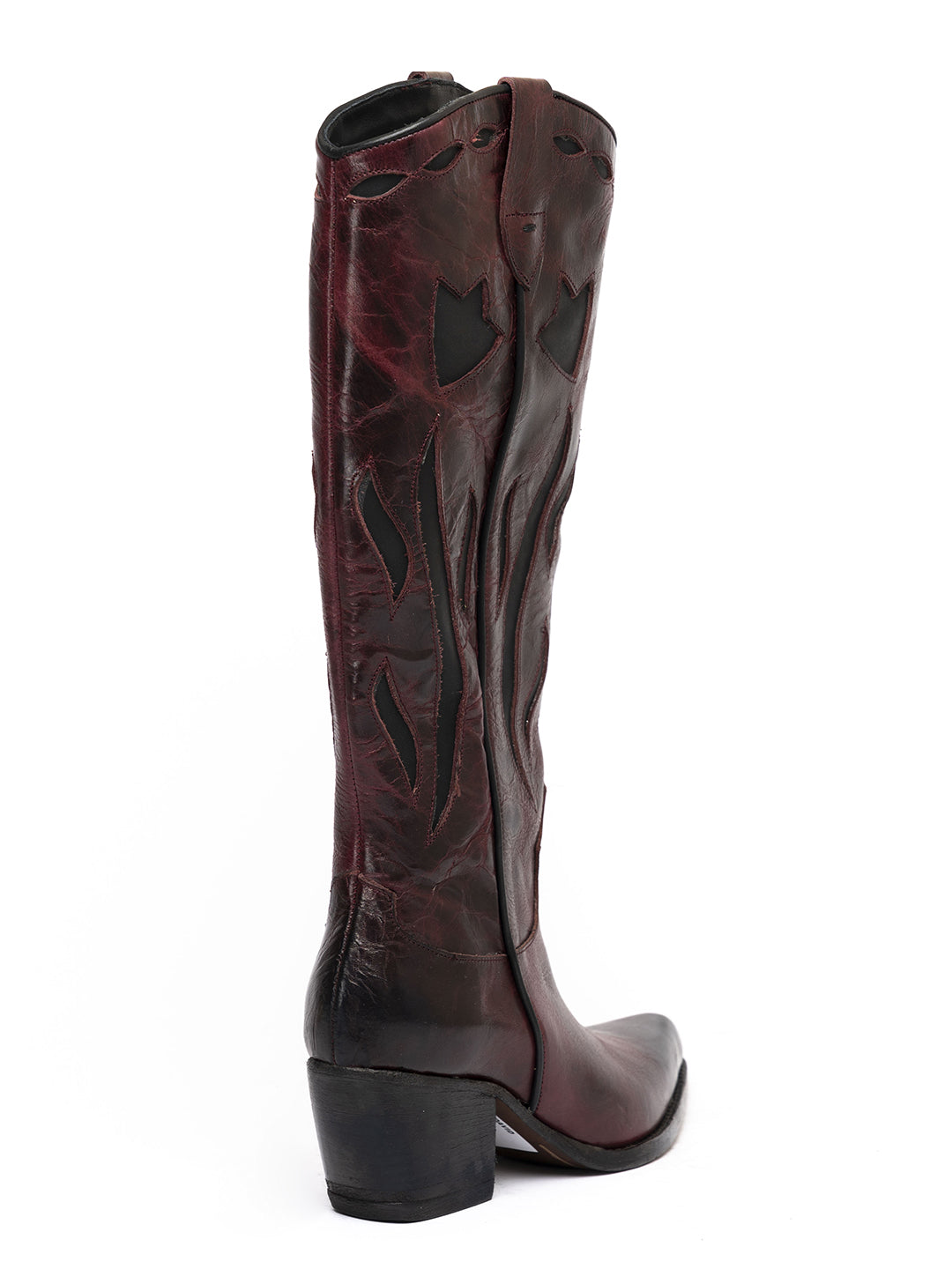 8097/3 Weinrote Kalbsleder-Texan-Stiefel