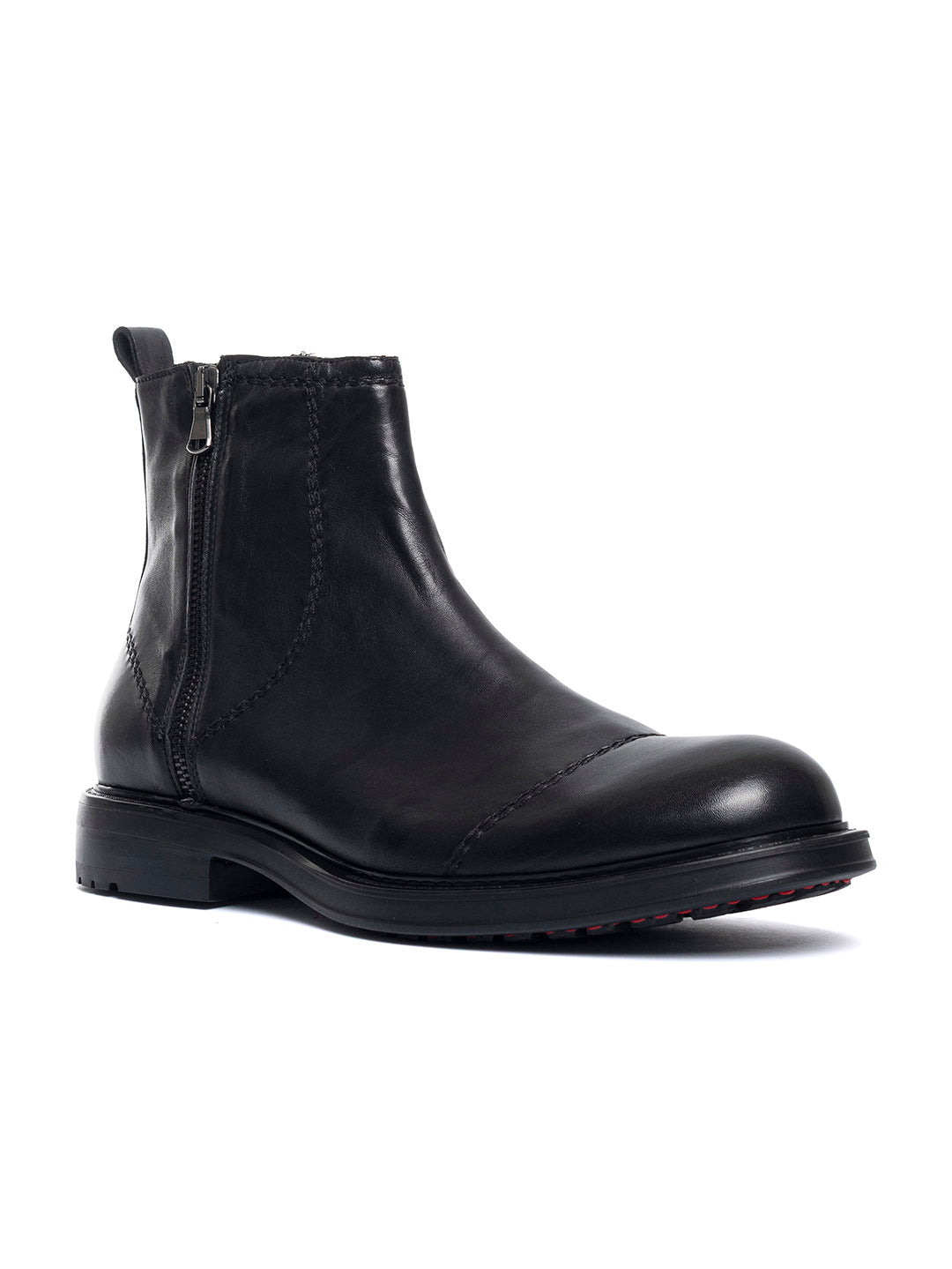 Stivaletti con doppia zip laterale in agnello free metal Omino 3 - Nero