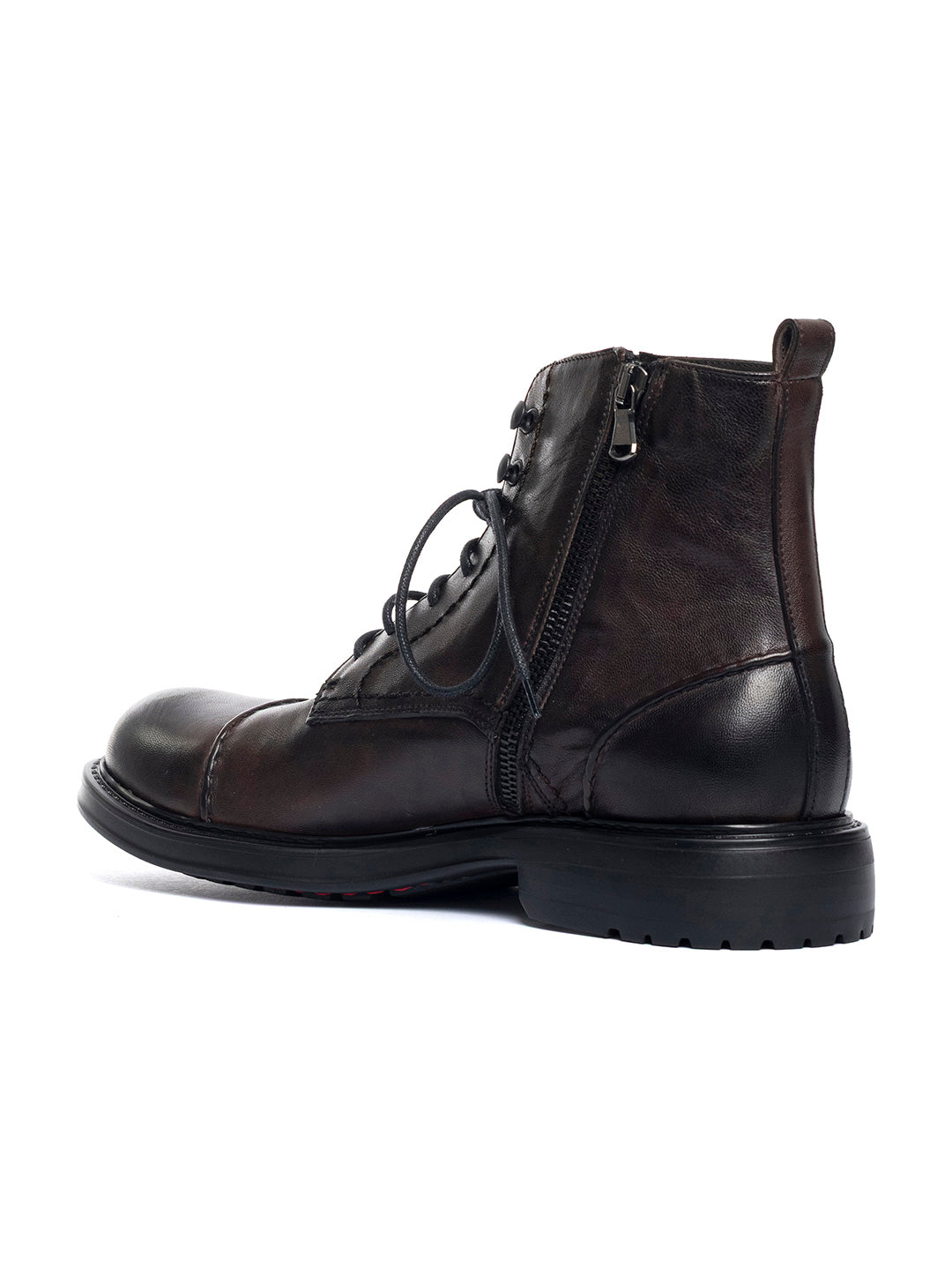 Stivaletti stringati in agnello free metal Omino 4 - Testa di moro