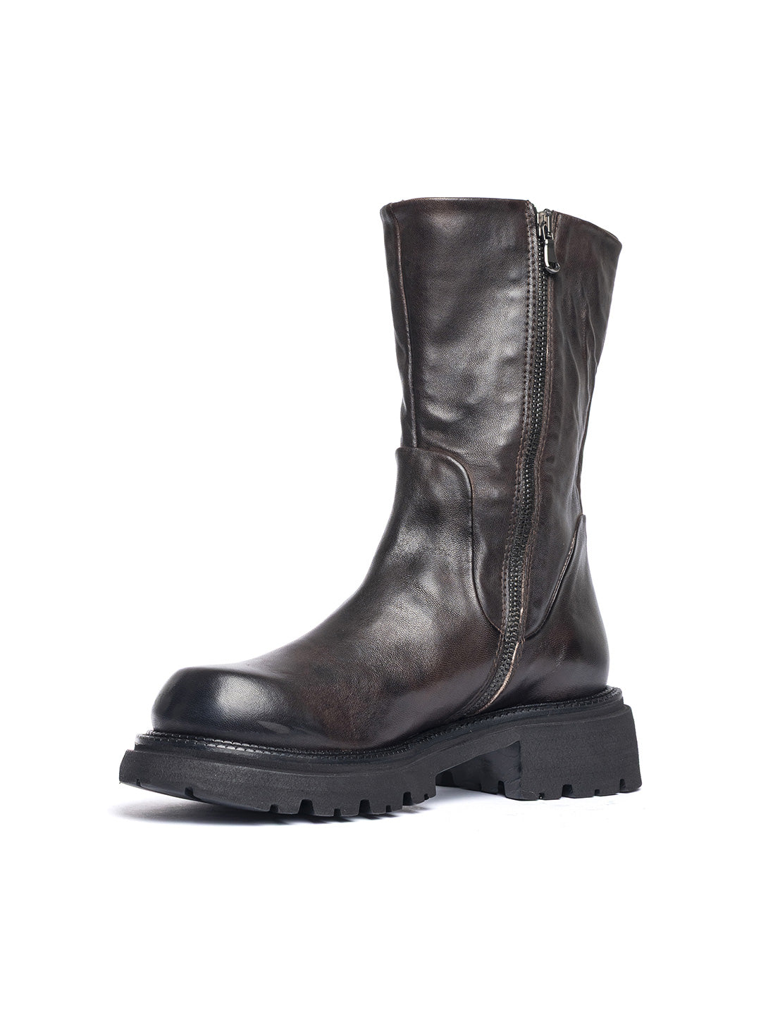 Dunkelbraune Bikerjacke aus Lammleder 7636/2