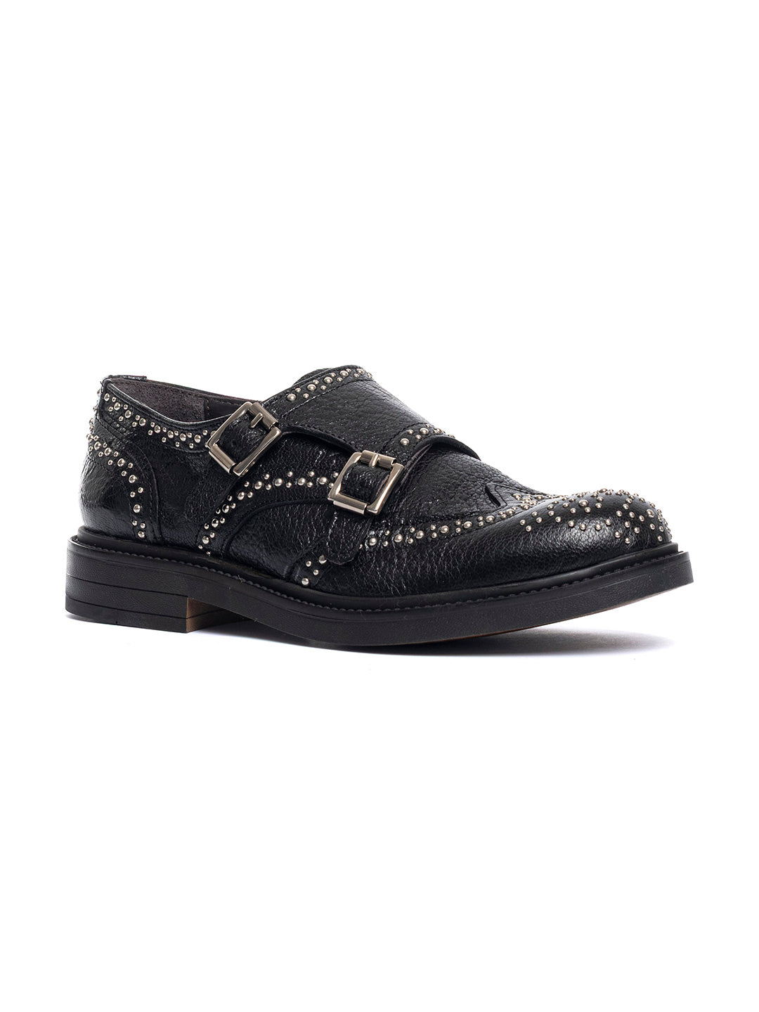 Monk a doppia fibbia in capra vegetale 19710/1 - nero