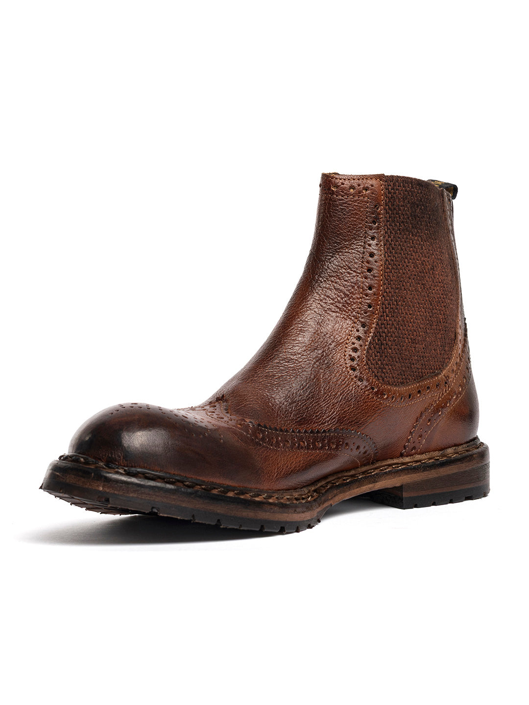 Stivaletti con elastico laterale in bufalo 36526/240 - Cuoio