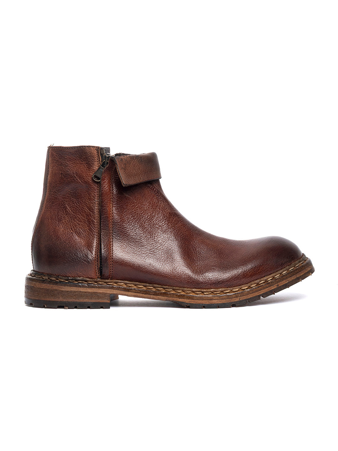 Stivaletti con zip laterale in bufalo 36526/290 - Cuoio