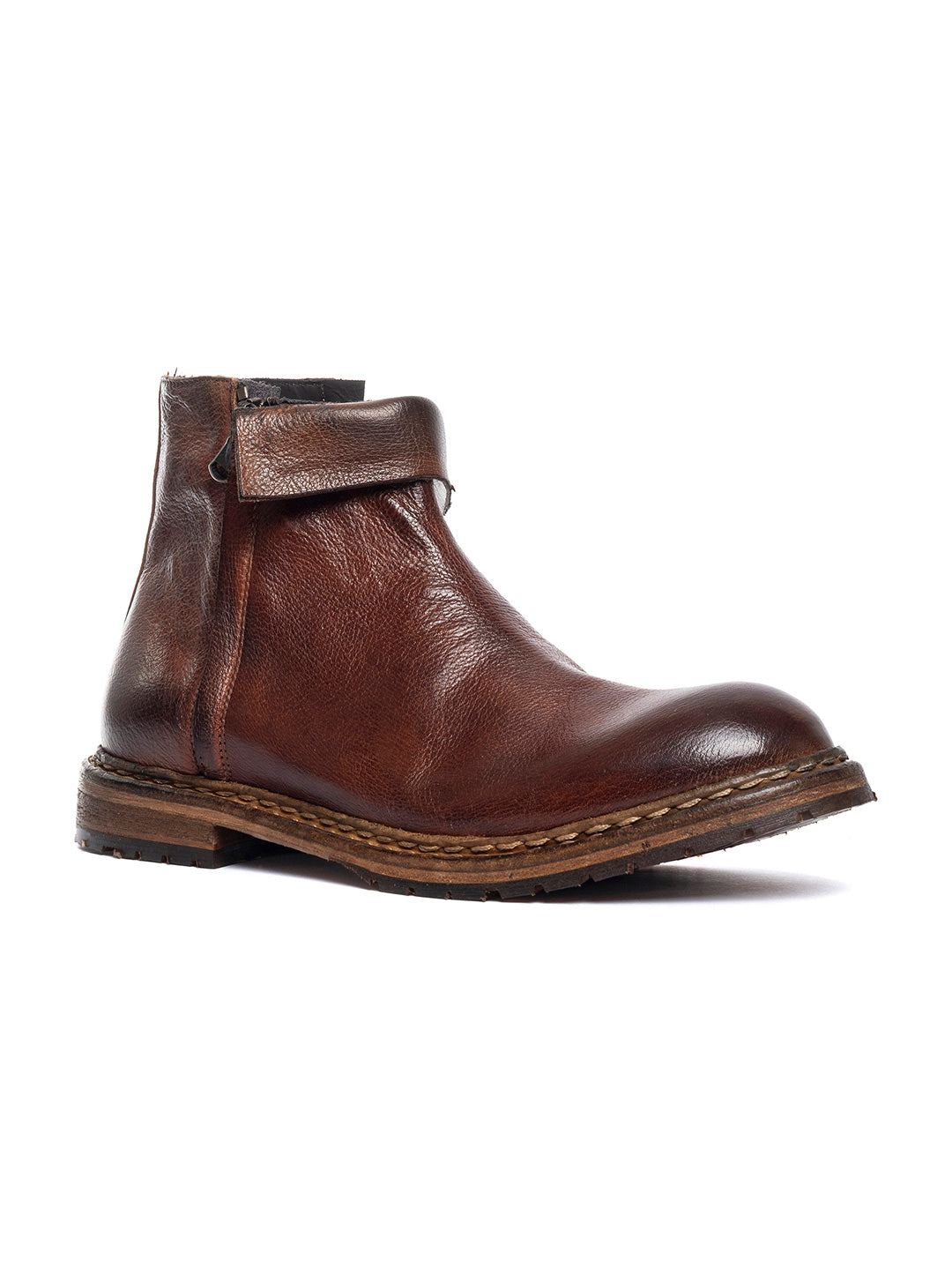 Stivaletti con zip laterale in bufalo 36526/290 - Cuoio