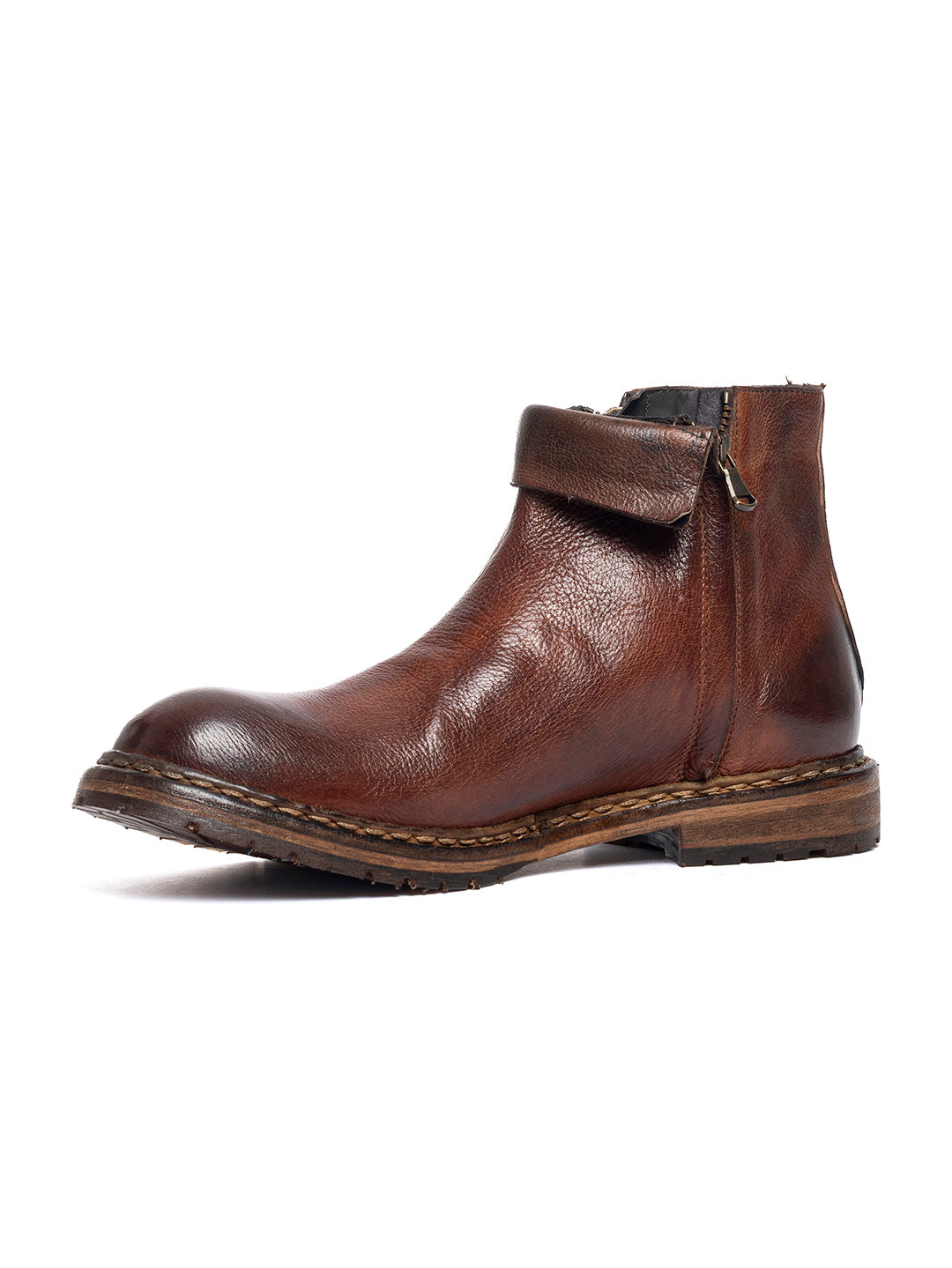 Stivaletti con zip laterale in bufalo 36526/290 - Cuoio