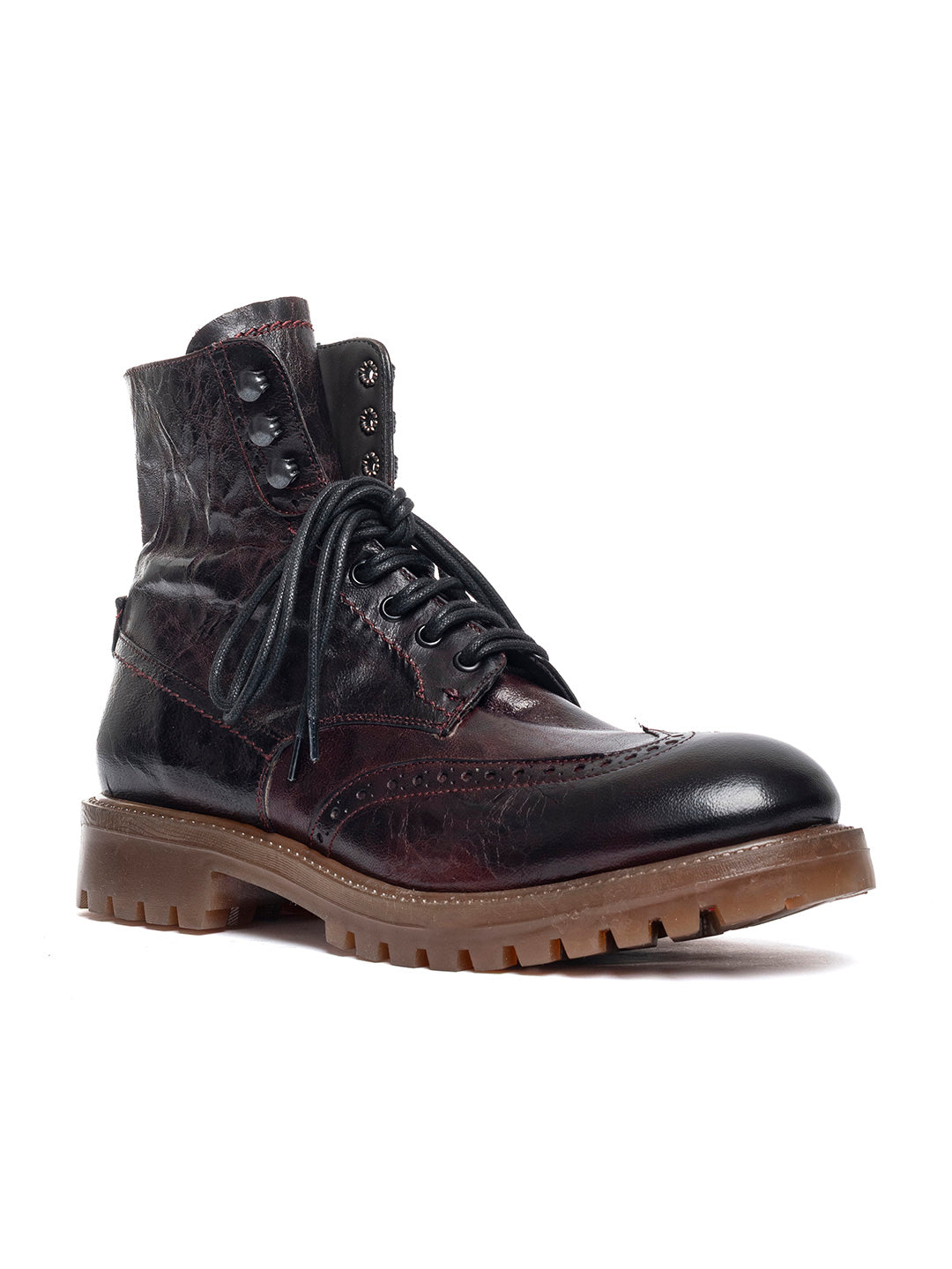 Stivaletti stringati duilio in agnello misto vegetale 37340/40 - Bordeaux