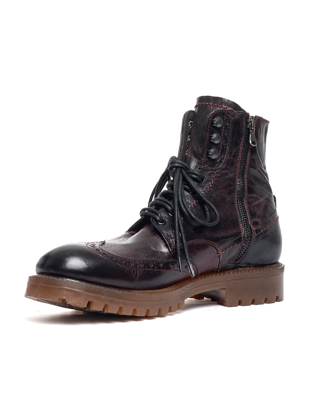 Stivaletti stringati duilio in agnello misto vegetale 37340/40 - Bordeaux