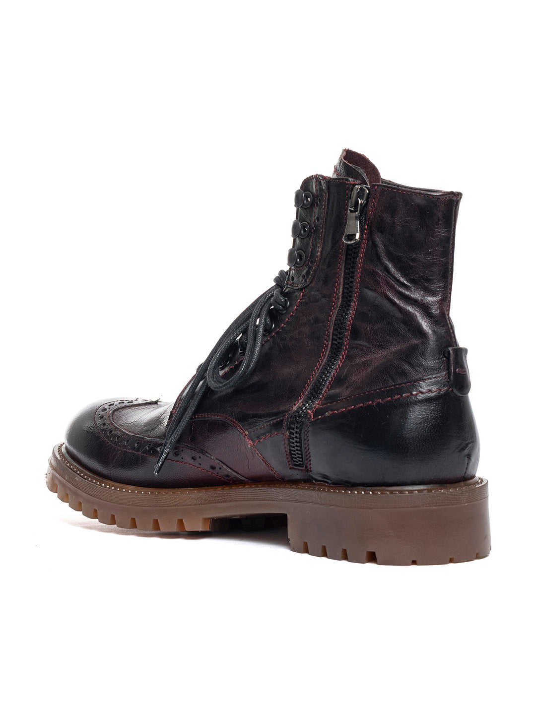 Stivaletti stringati duilio in agnello misto vegetale 37340/40 - Bordeaux