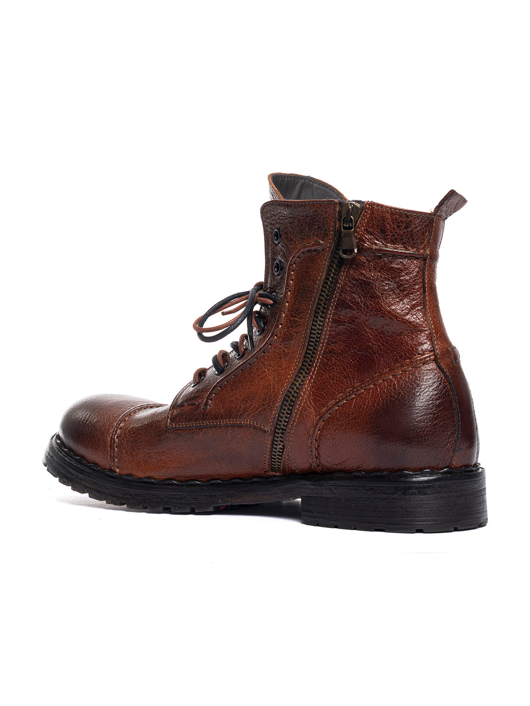Stivaletti stringati in capra vegetale 37340/65 - Cuoio