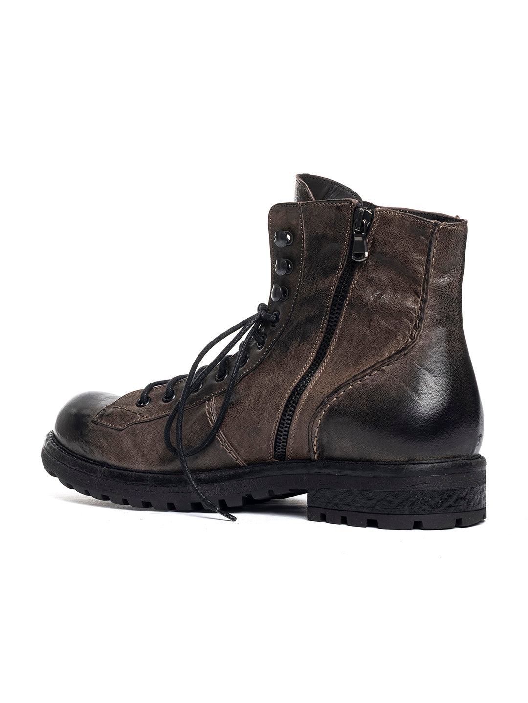 Stivaletti stringati in agnello vegetale 3830/530 - Asfalto