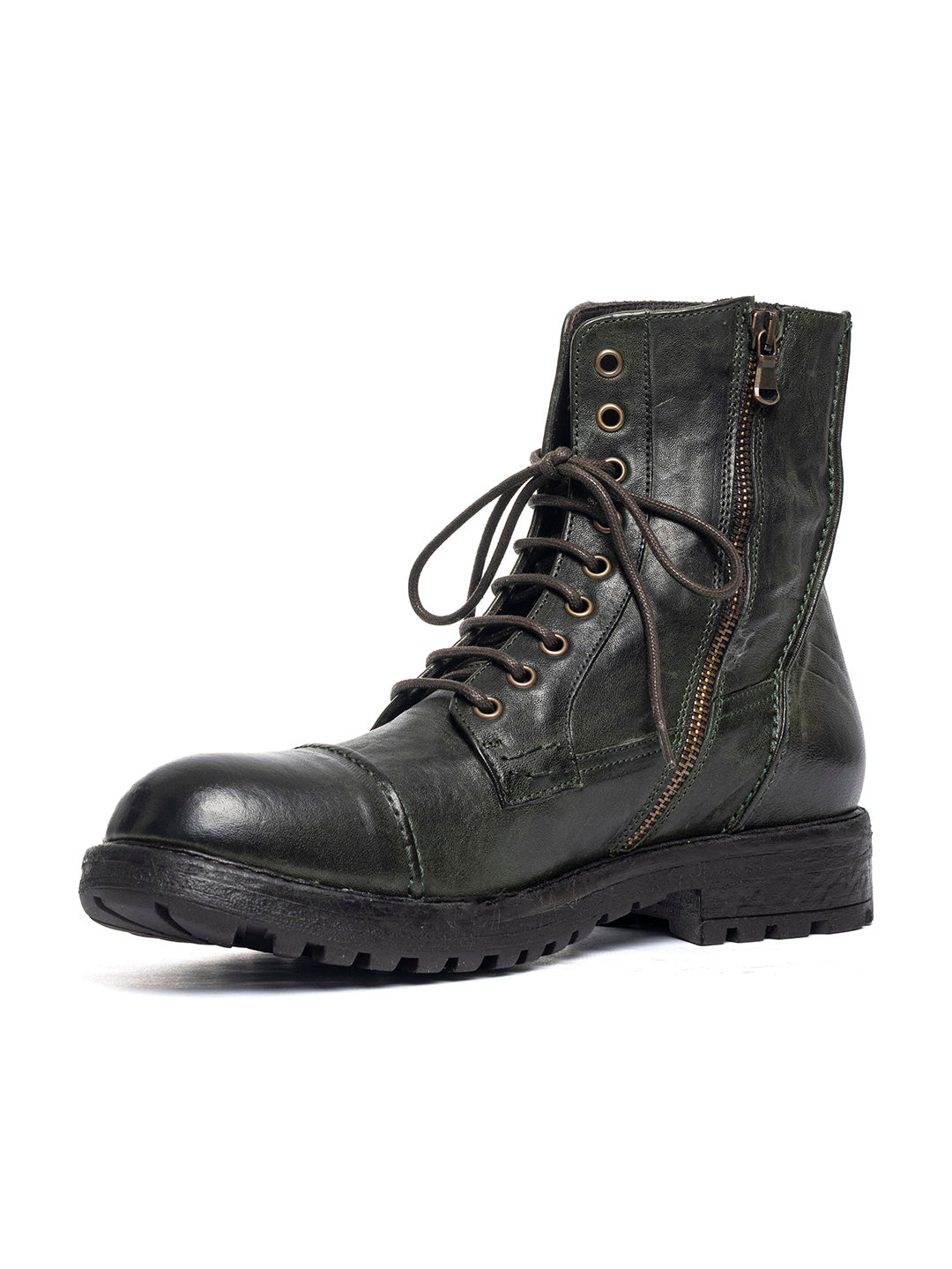 Stivaletti stringati in agnello vegetale 3830/550 - Forest
