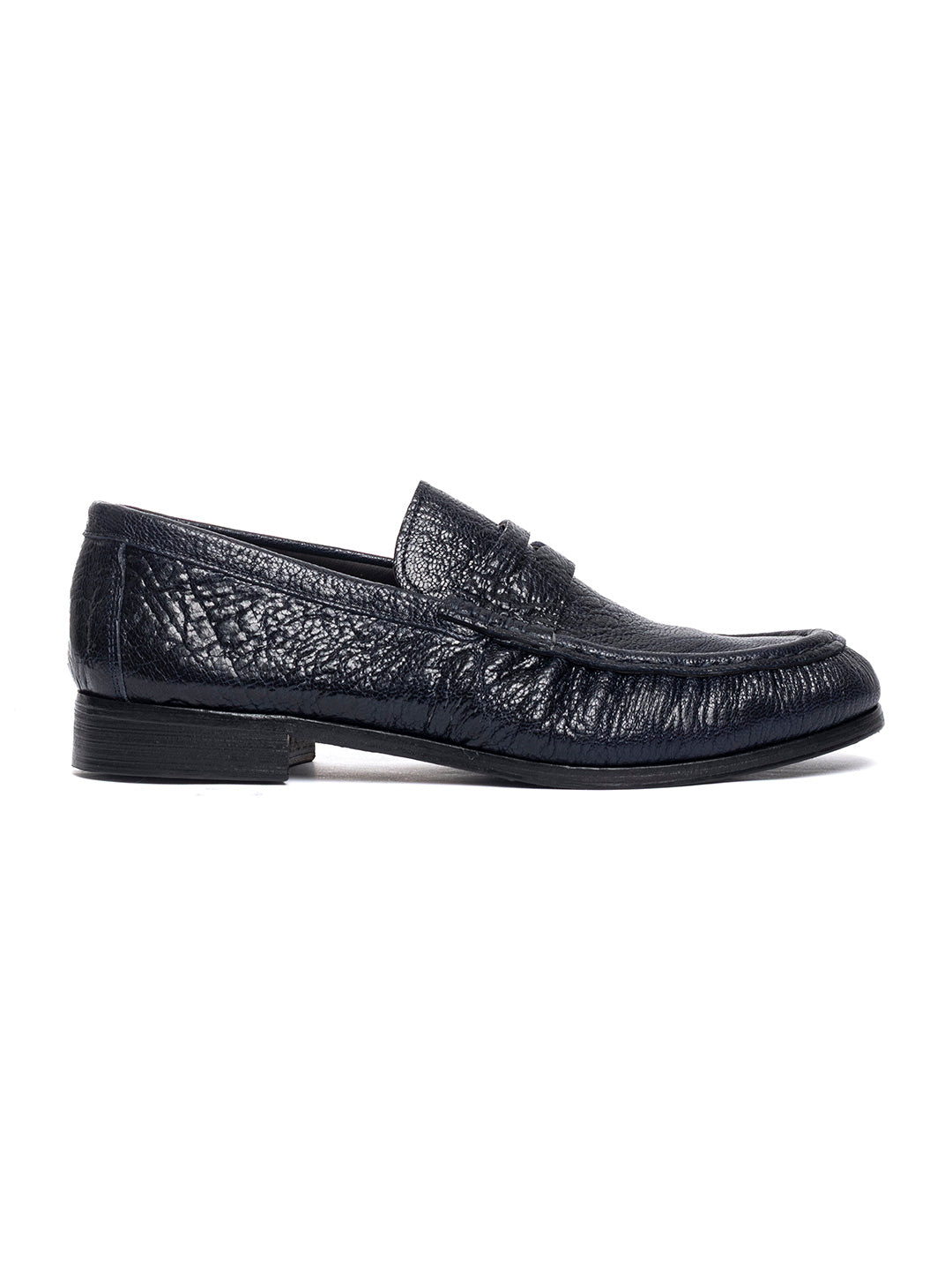 Mocassini in pelle arricciata in capra vegetale 38767/21 - Blu