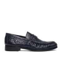 Mocassini in pelle arricciata in capra vegetale 38767/21 - Blu