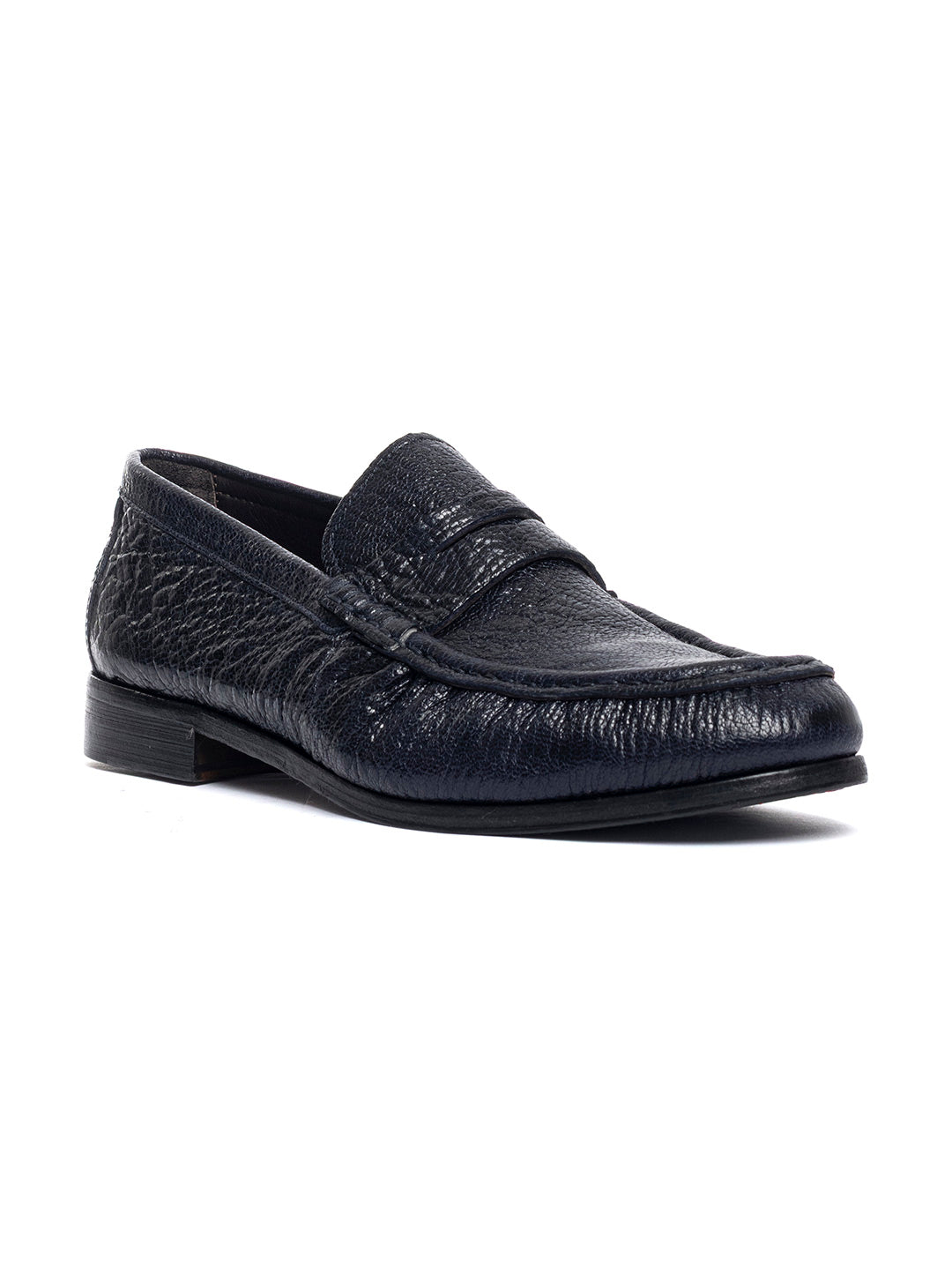 Mocassini in pelle arricciata in capra vegetale 38767/21 - Blu