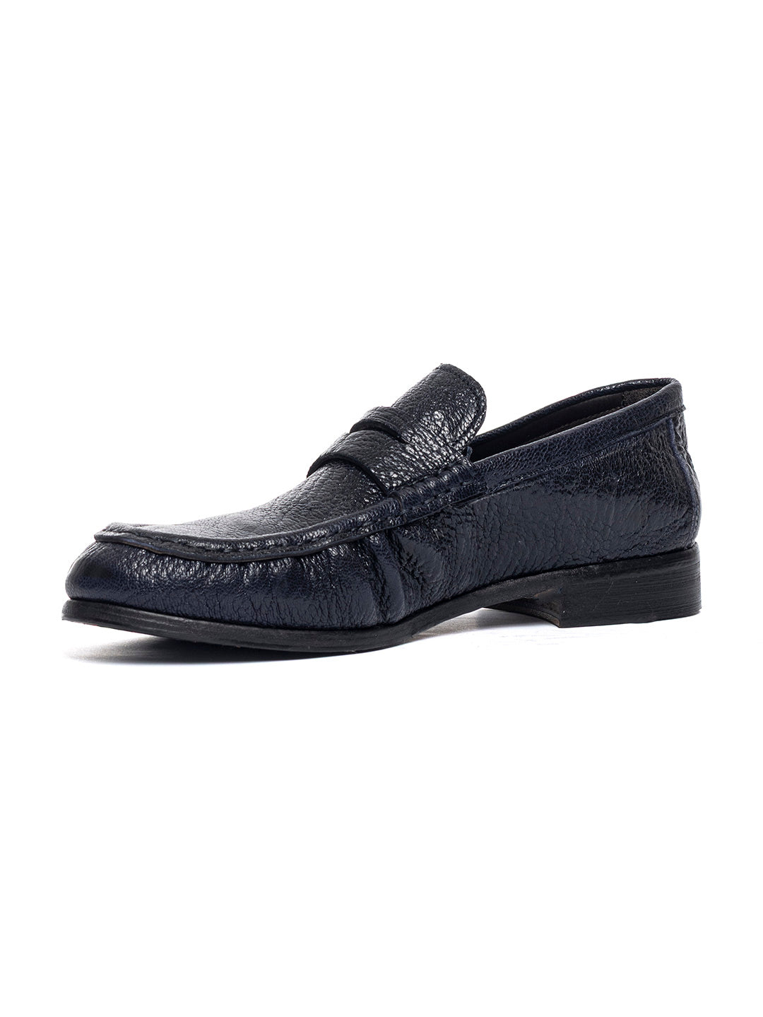 Mocassini in pelle arricciata in capra vegetale 38767/21 - Blu