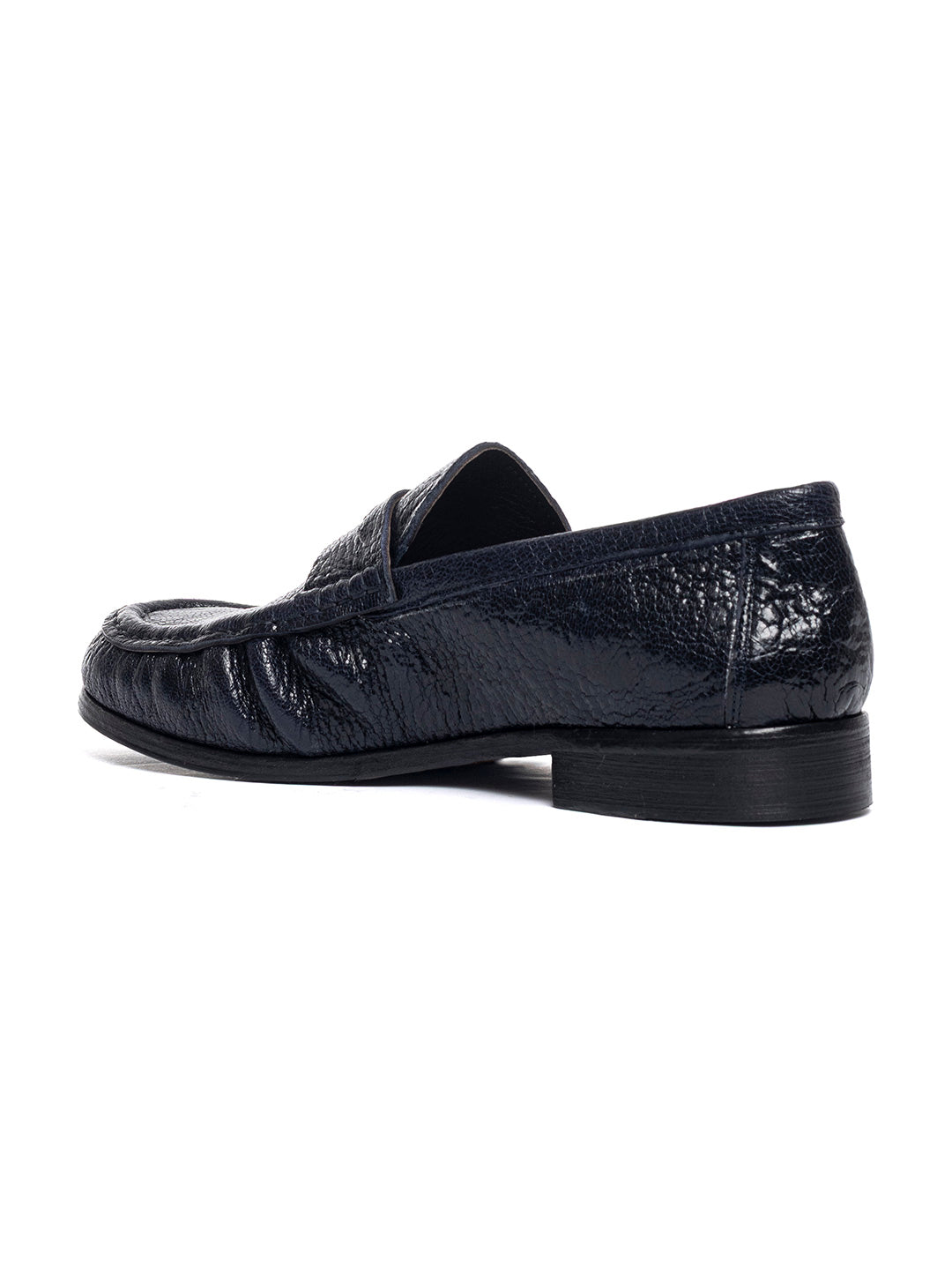 Mocassini in pelle arricciata in capra vegetale 38767/21 - Blu
