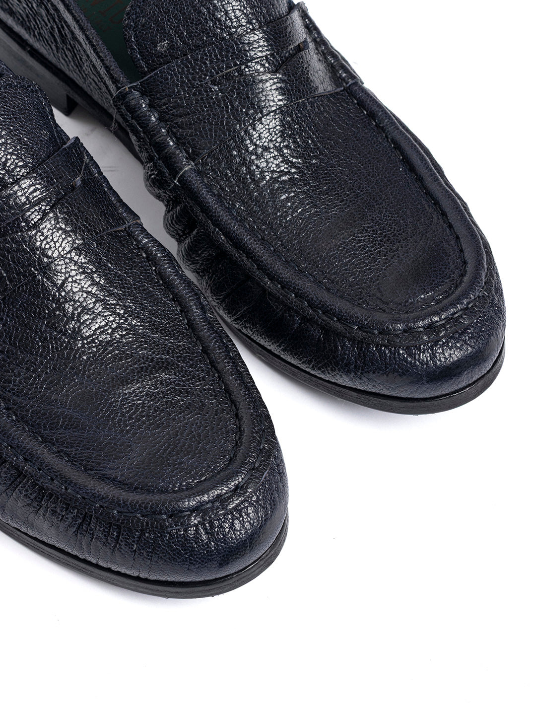 Mocassini in pelle arricciata in capra vegetale 38767/21 - Blu