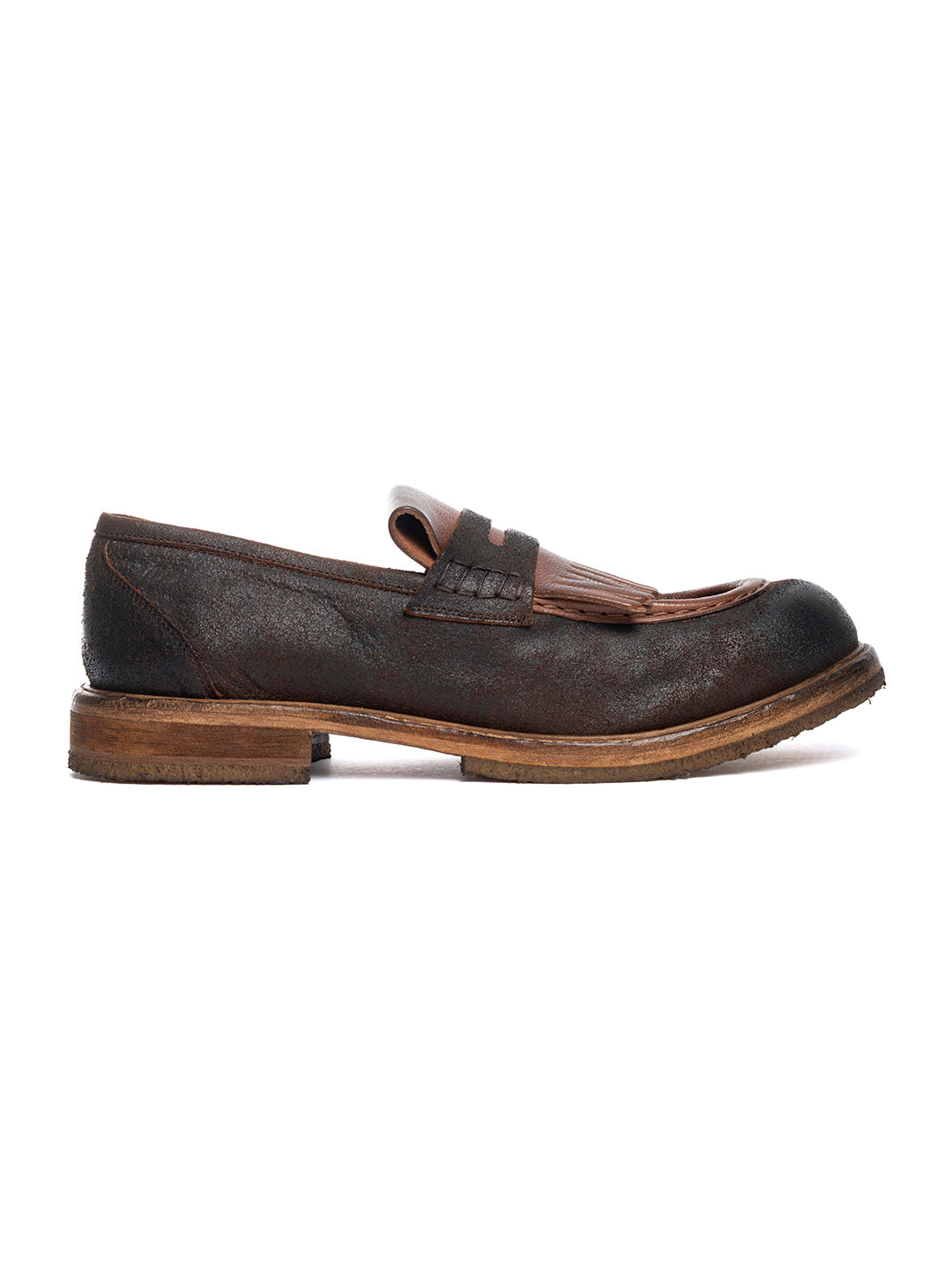 Mocassini in vitello crosta vegetale e bufalo 60726/2 - Cognac e cuoio
