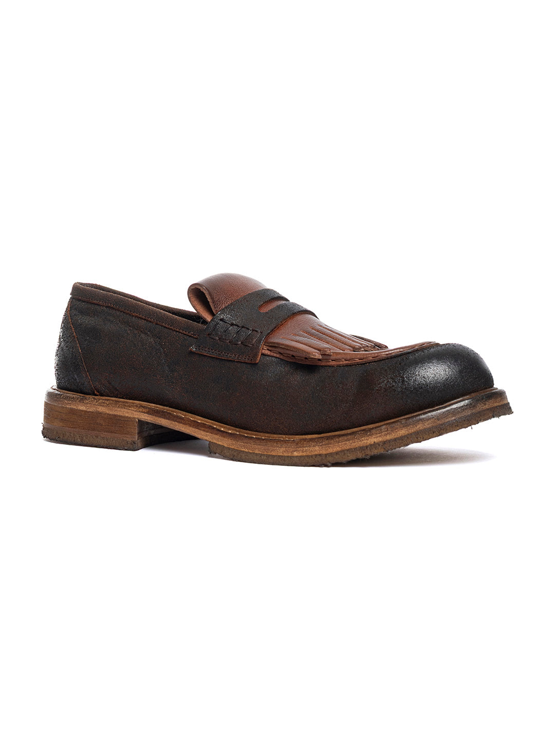 Mocassini in vitello crosta vegetale e bufalo 60726/2 - Cognac e cuoio
