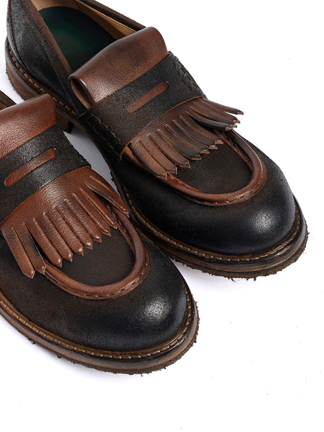 Mocassini in vitello crosta vegetale e bufalo 60726/2 - Cognac e cuoio