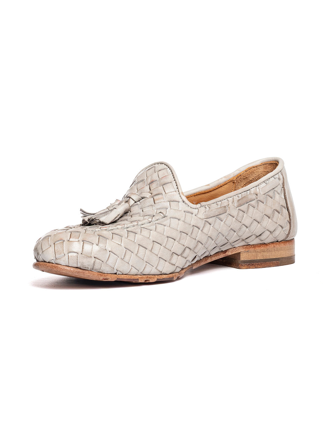 Mocassini in agnello intrecciato oyster 6836/3