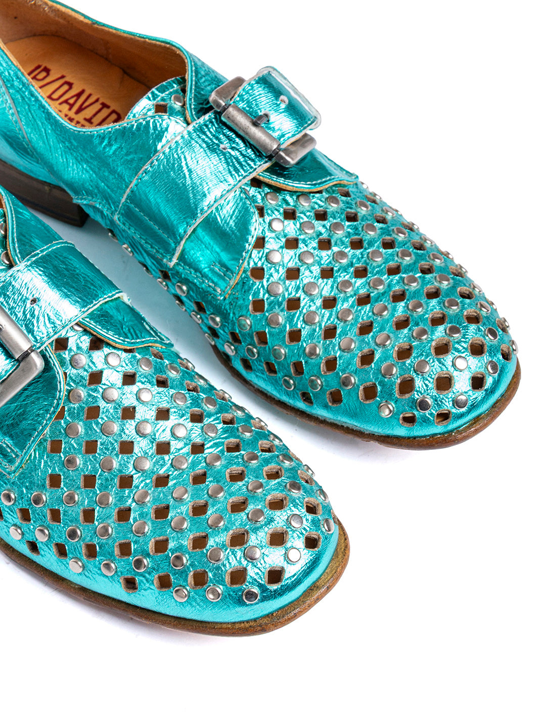 Mocassini in capra acquamarina laminato 7347/4