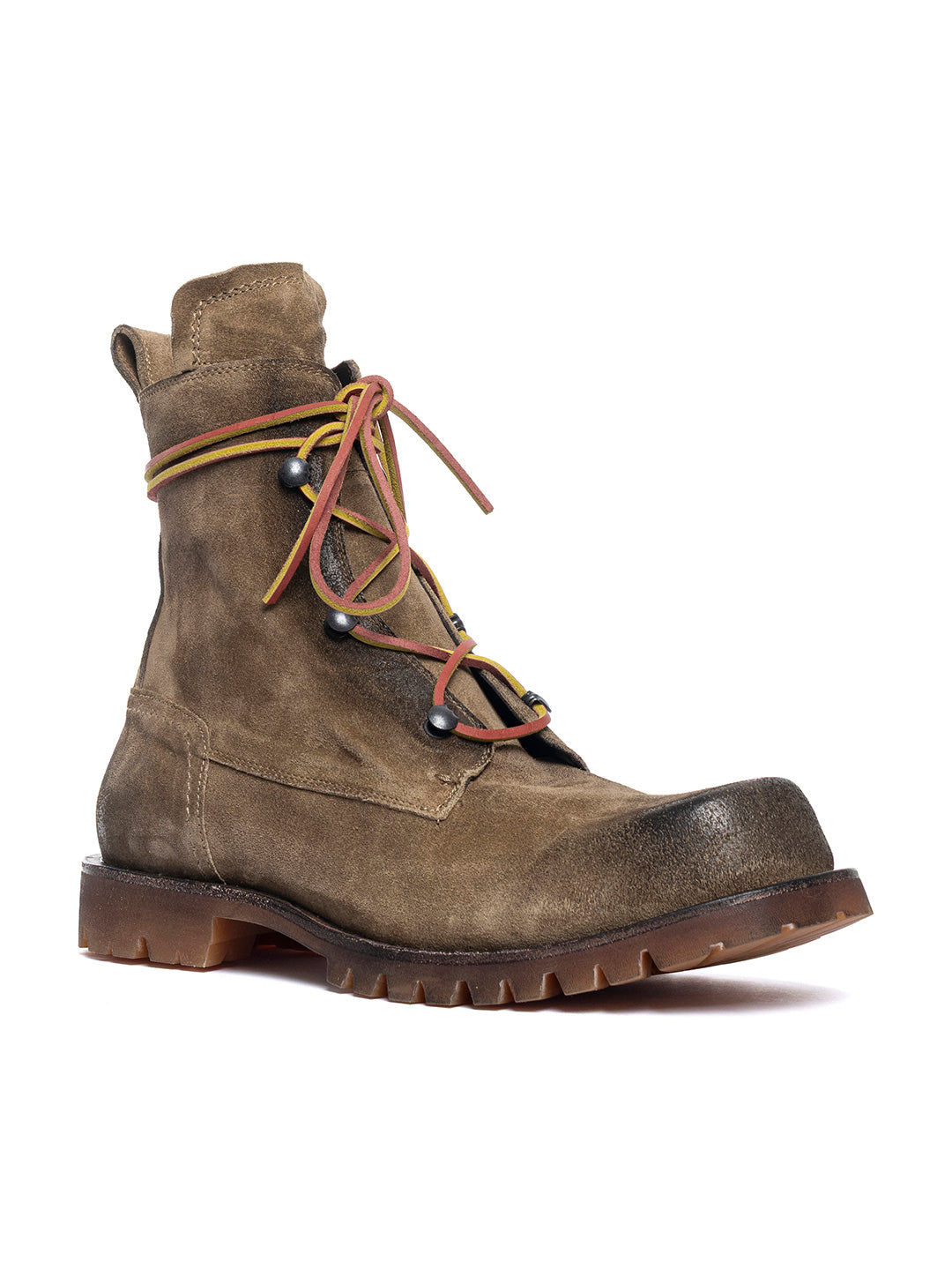 Stivaletti stringati in vitello in crosta Birk 4 - Taupe