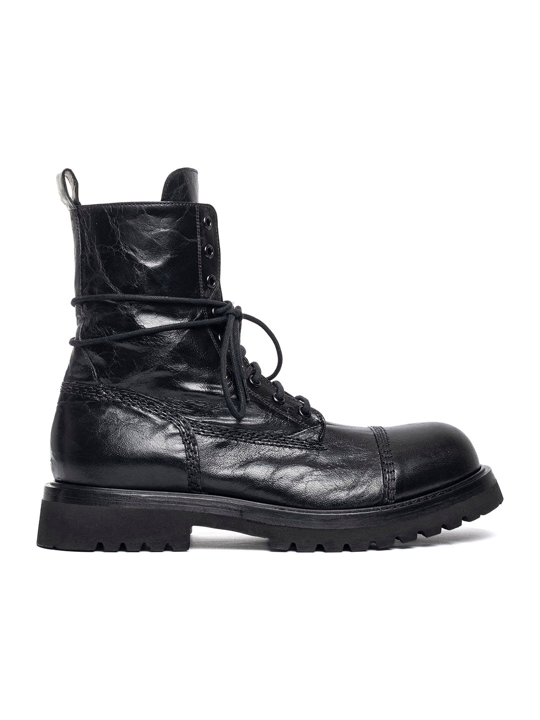 Stivaletti stringati in agnello misto vegetale Bomber 1 - Nero