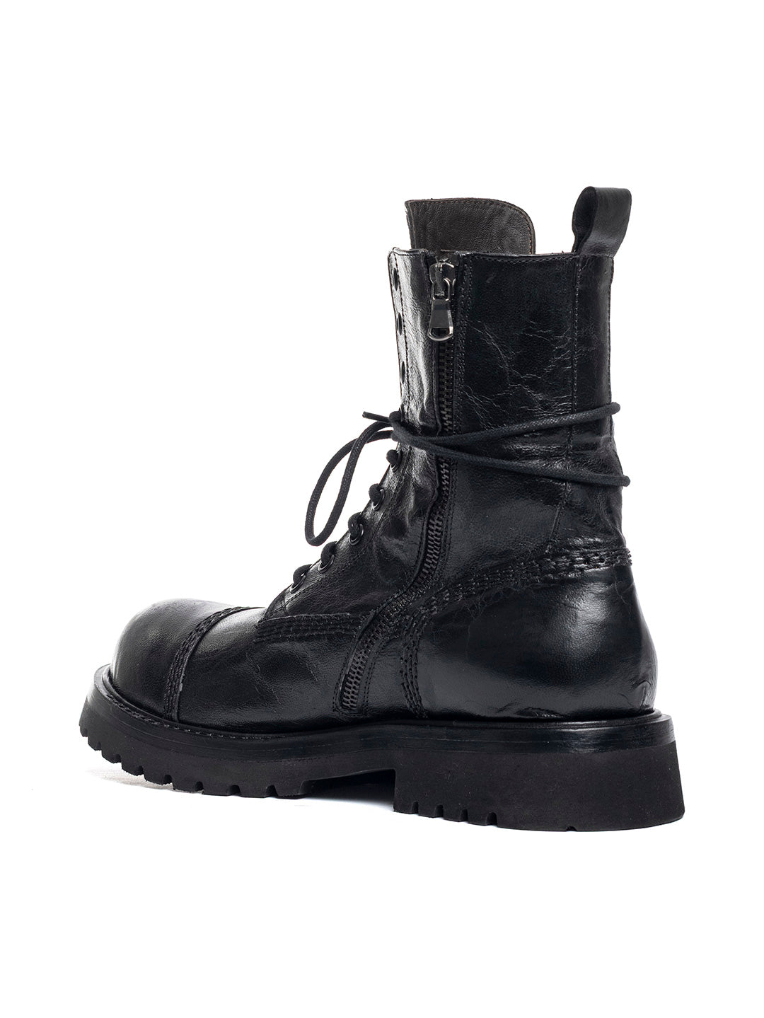 Stivaletti stringati in agnello misto vegetale Bomber 1 - Nero
