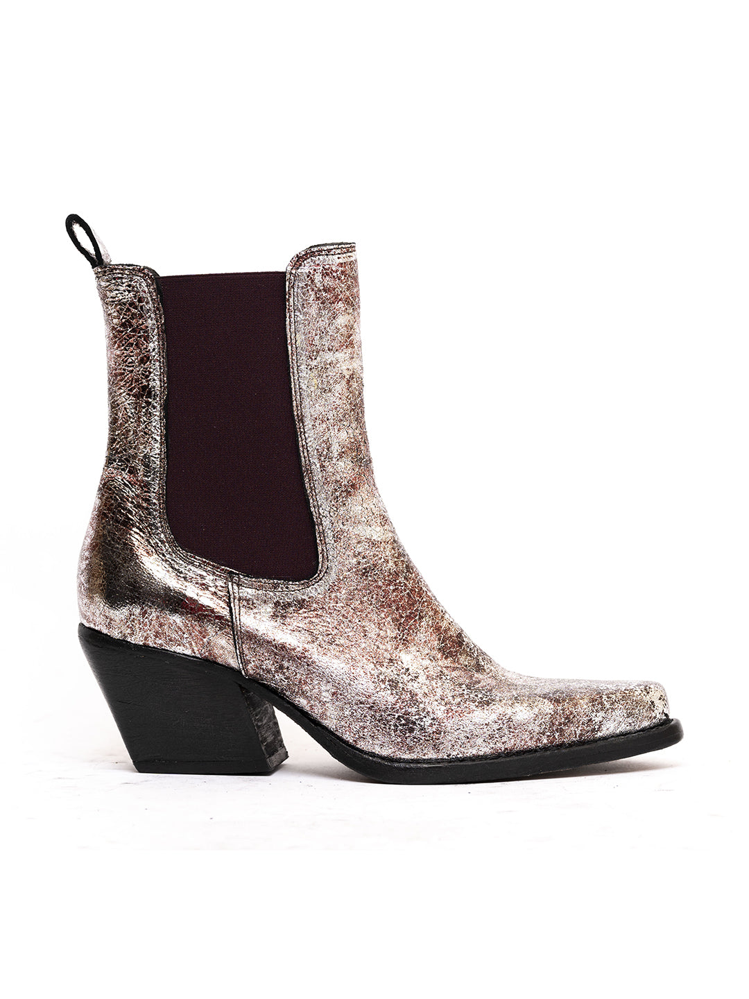 Stivaletti Texani Beatles in agnello argento bordeaux 8097/2