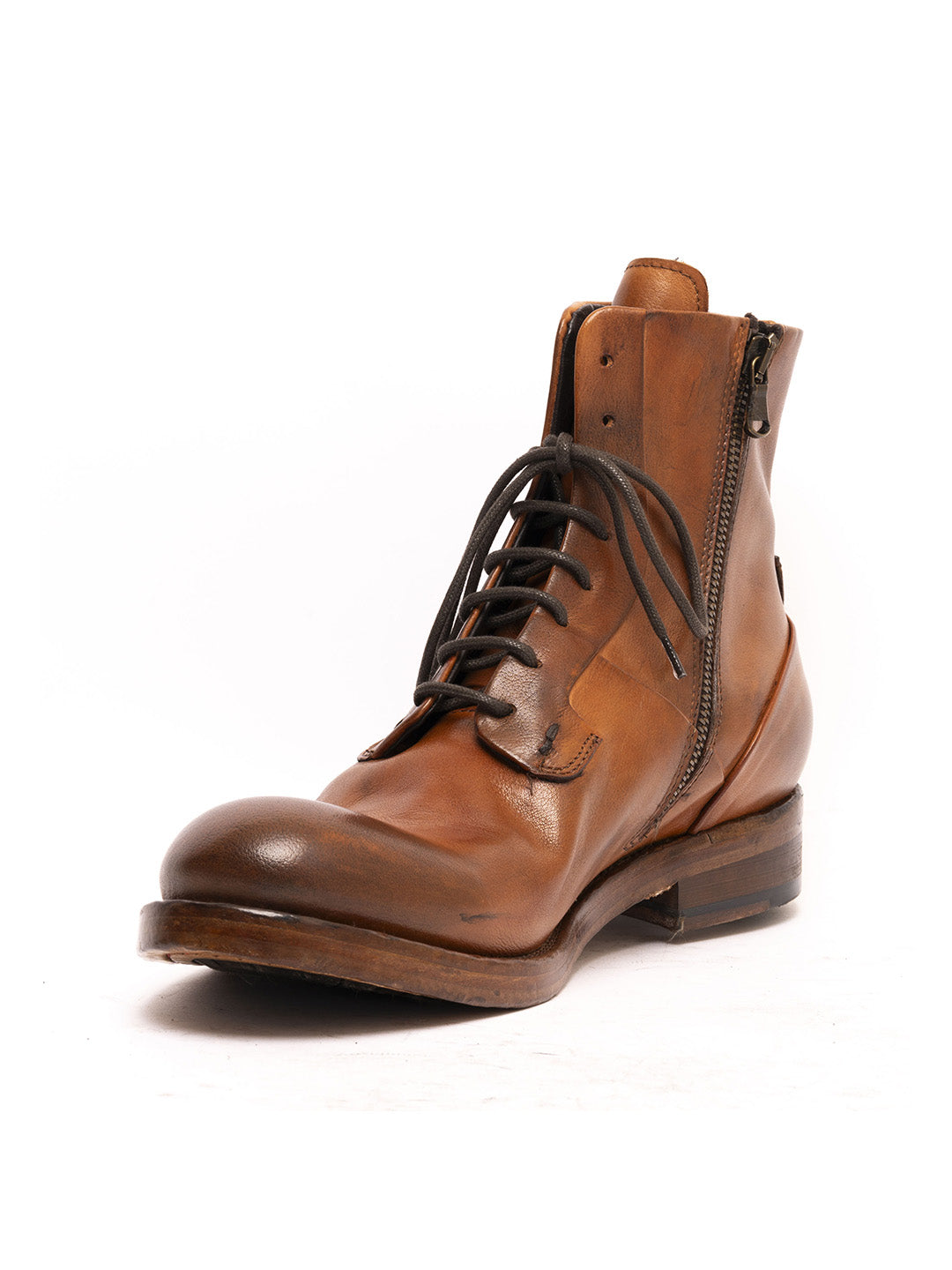 Stivaletti stringati in vitellino cuoio 36526/120