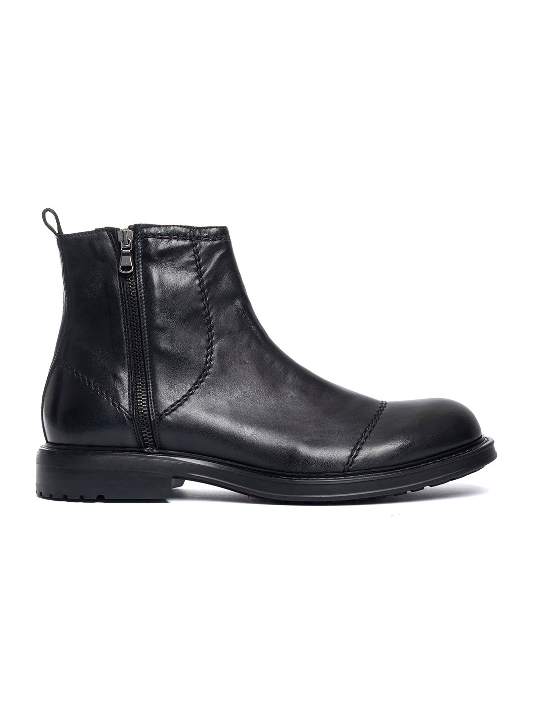 Stivaletti con doppia zip laterale in agnello free metal Omino 3 - Nero