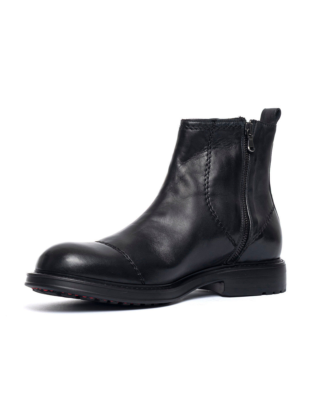 Stivaletti con doppia zip laterale in agnello free metal Omino 3 - Nero