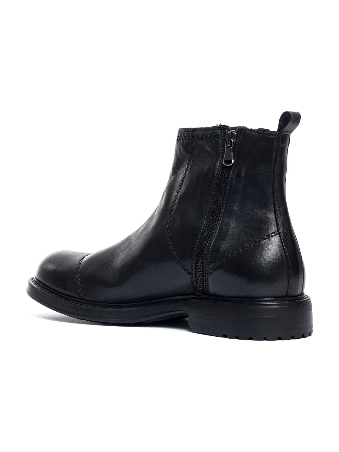 Stivaletti con doppia zip laterale in agnello free metal Omino 3 - Nero