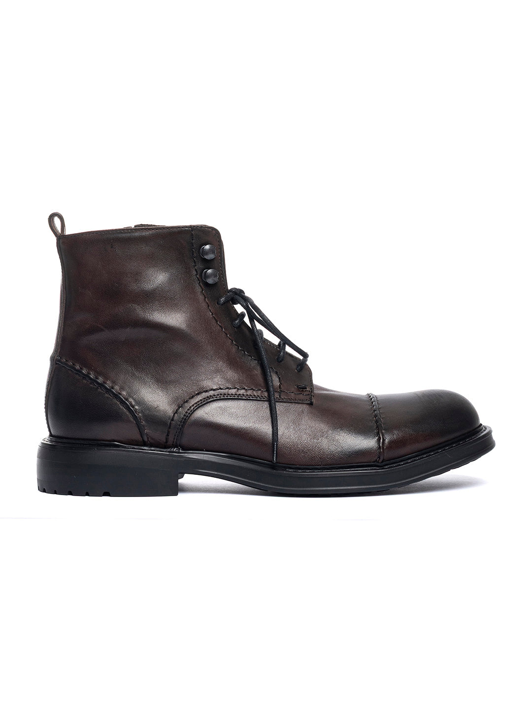 Stivaletti stringati in agnello free metal Omino 4 - Testa di moro